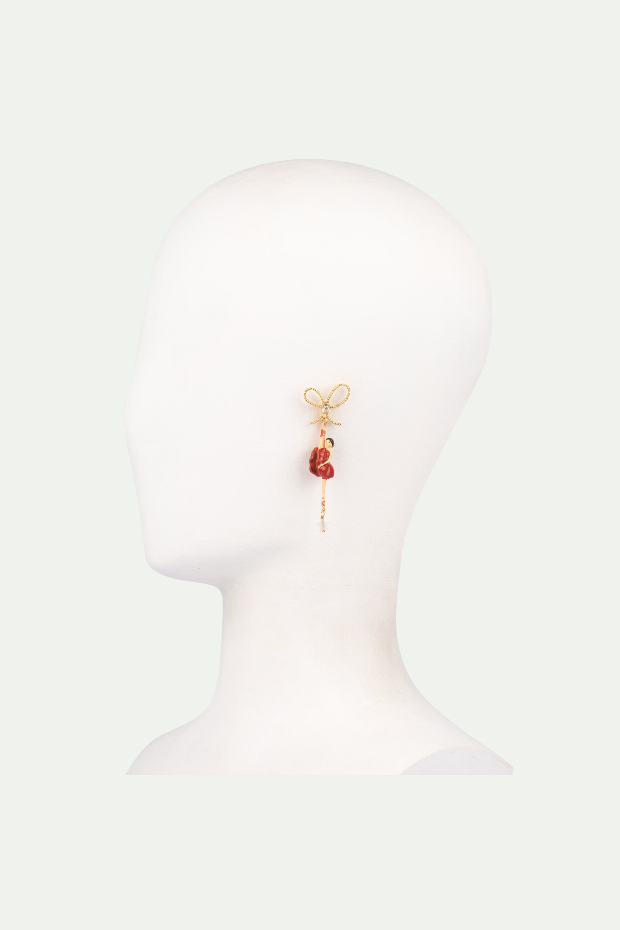 Red toe-dancing ballerinas earrings