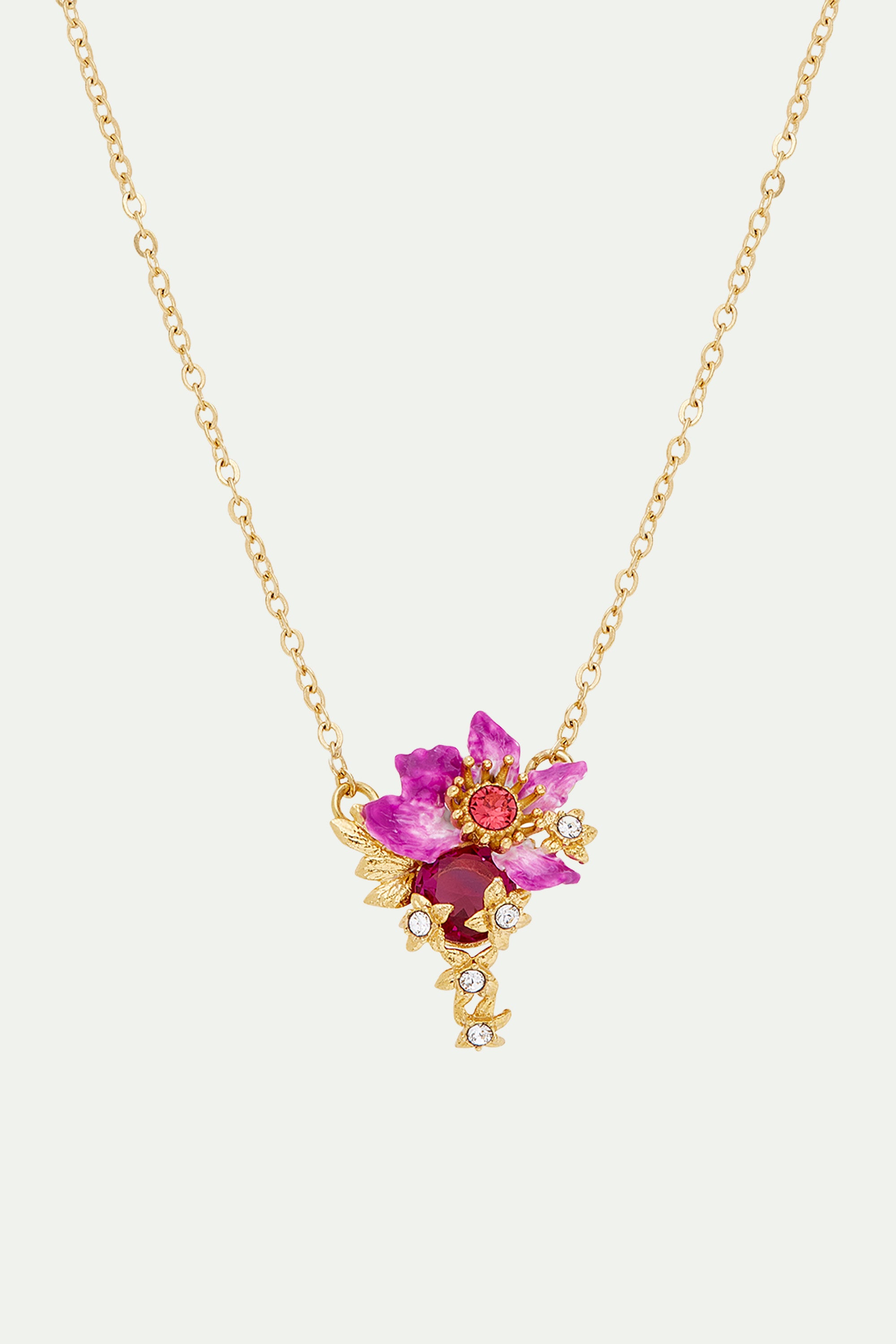 Purple bauhinia flower pendant necklace