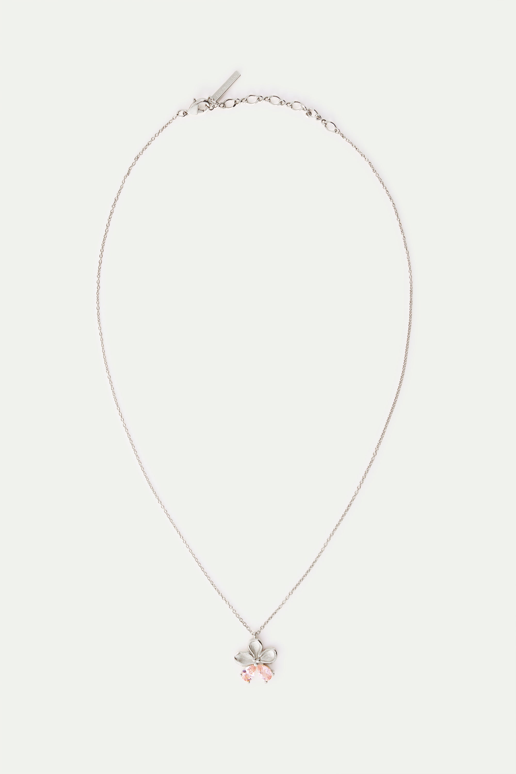 Cherry blossom and pink stones silver pendant necklace
