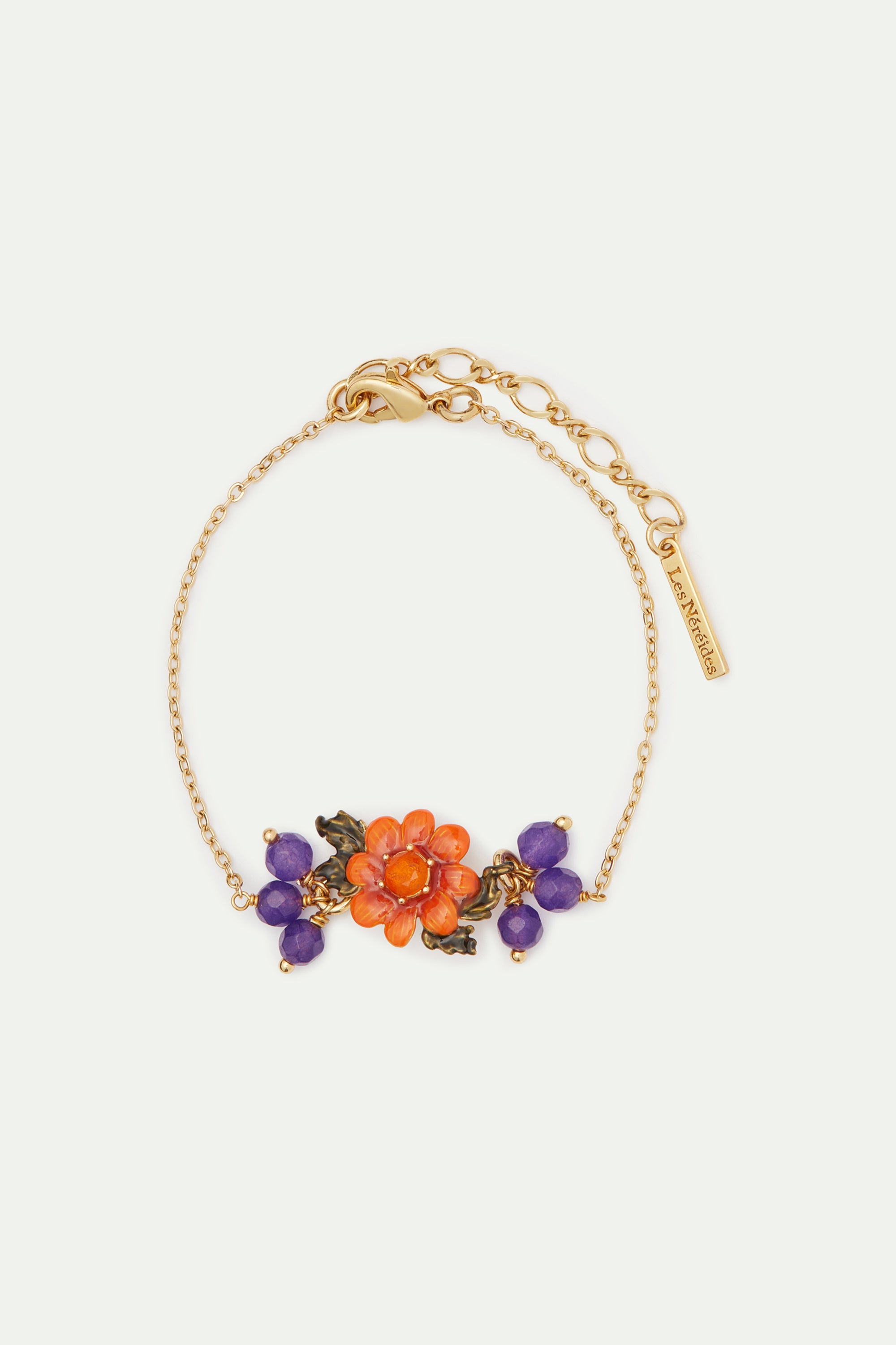 Flower and glass beads fine bracelet