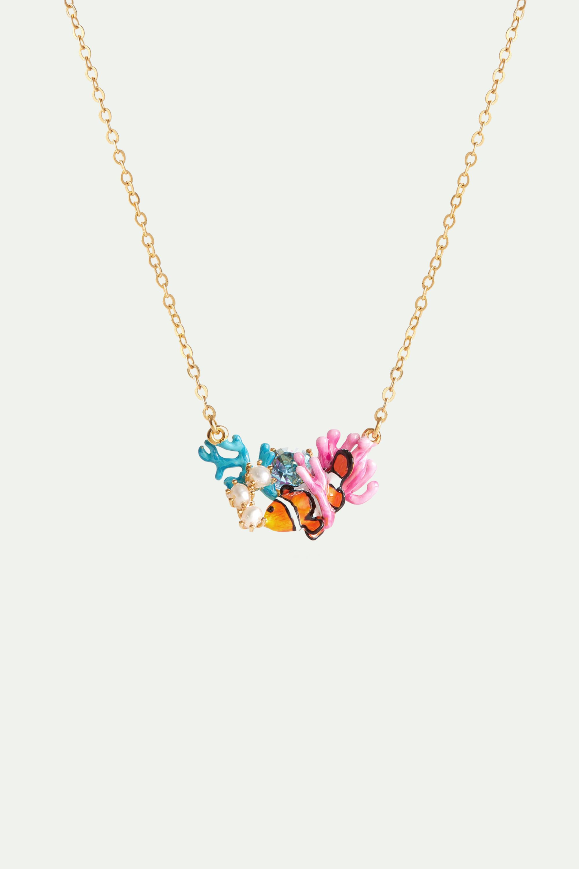 Clownfish, Anemones and blue crystal necklace