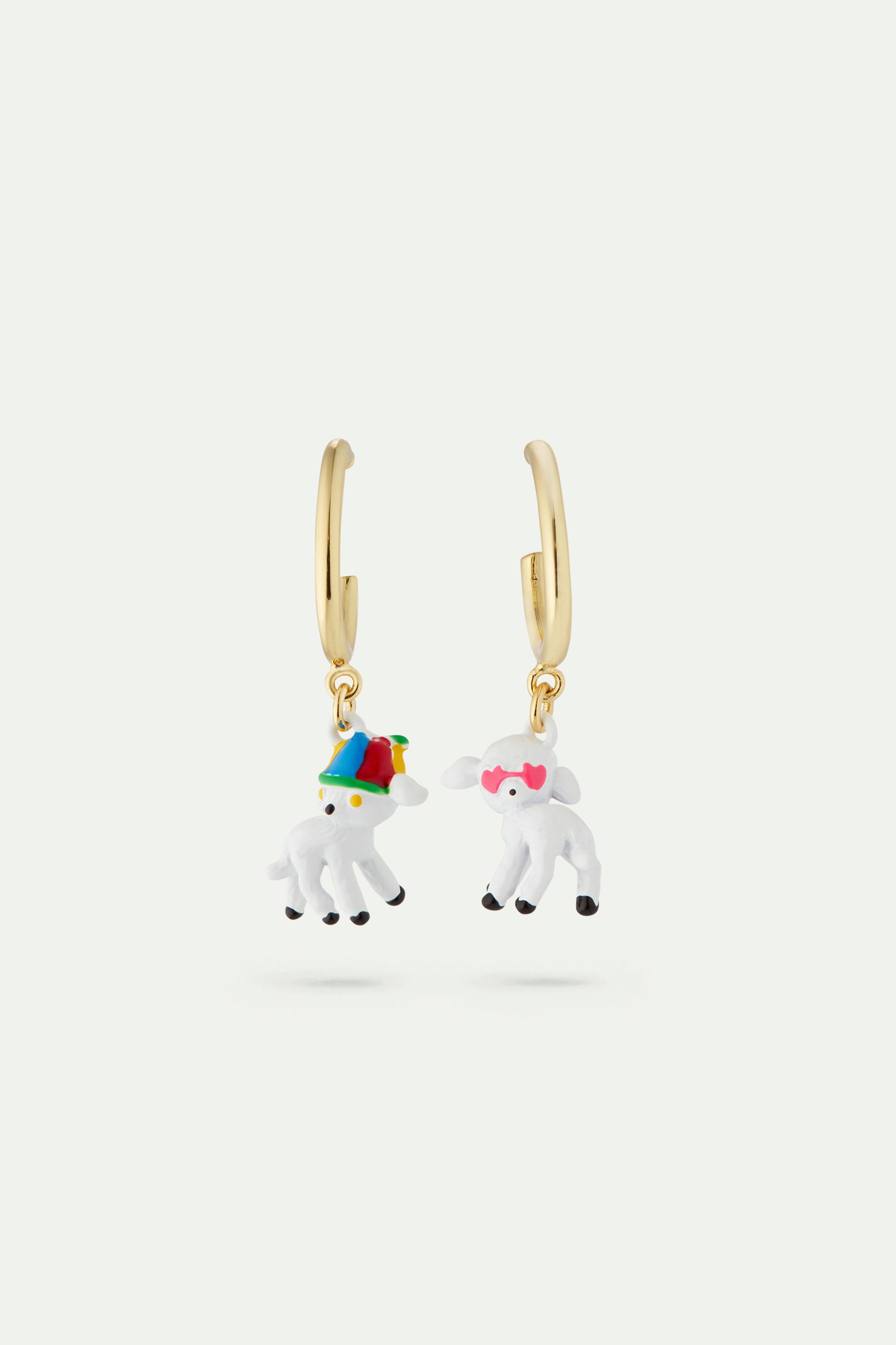 Asymmetric lamb with glasses and hat Post earrings