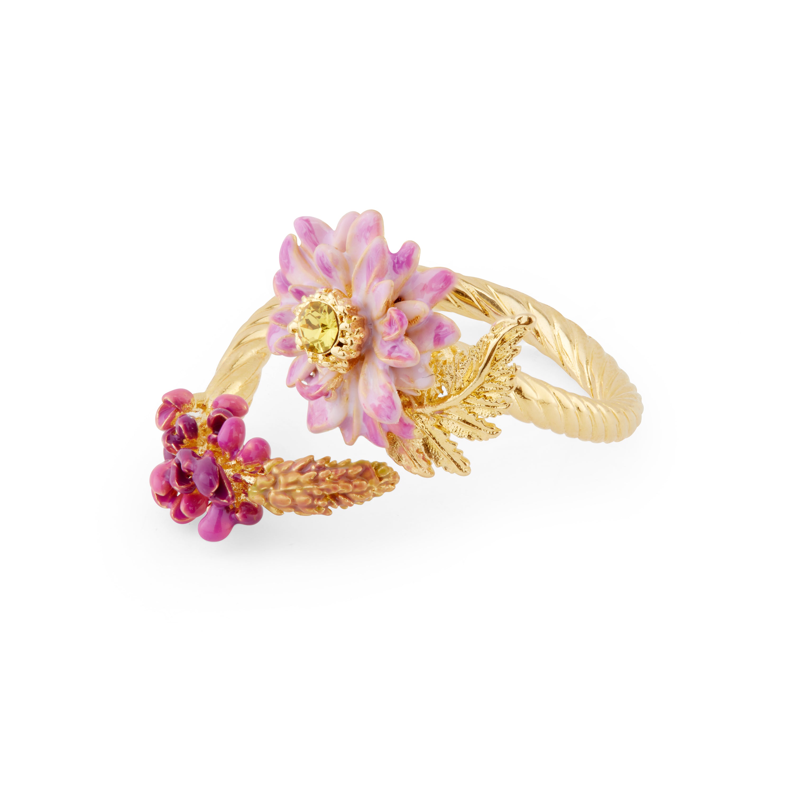 Lupine and lotus flower adjustable ring