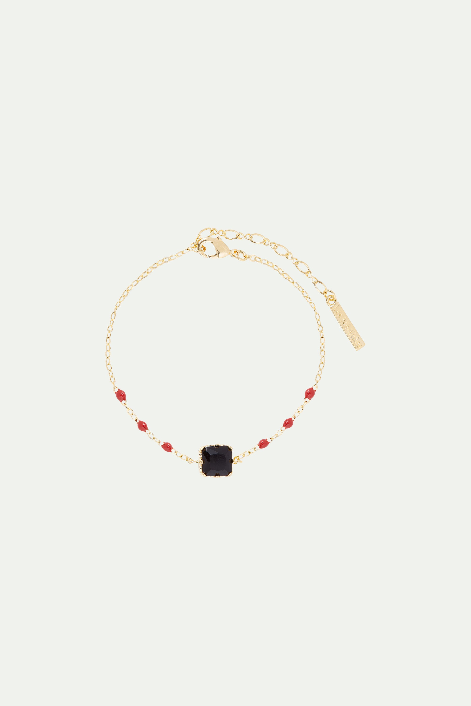 Black square stone thin bracelet