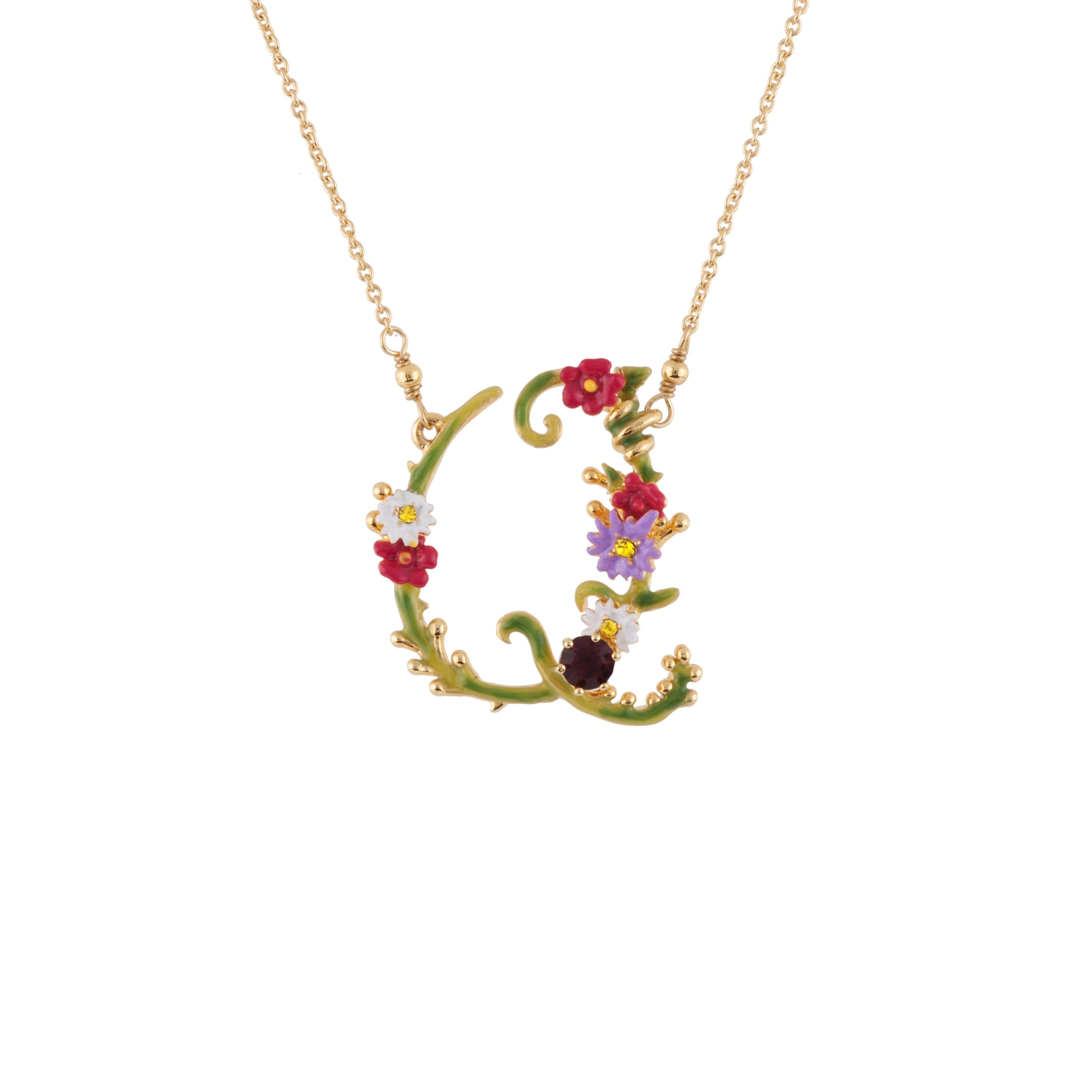 Necklace 38+4cm LETTRES FLORALES Letter Q