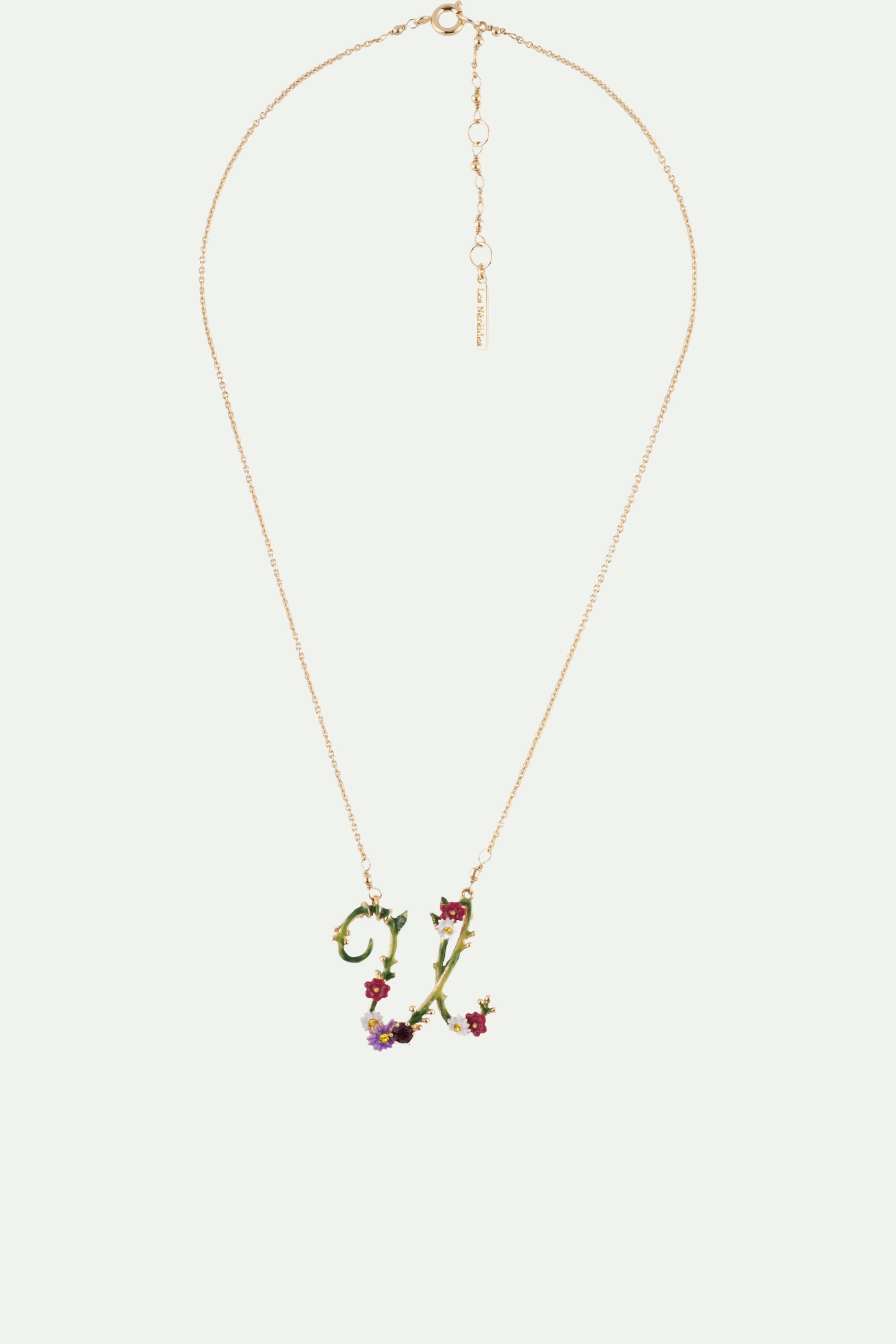 Necklace 38+4cm LETTRES FLORALES Letter U