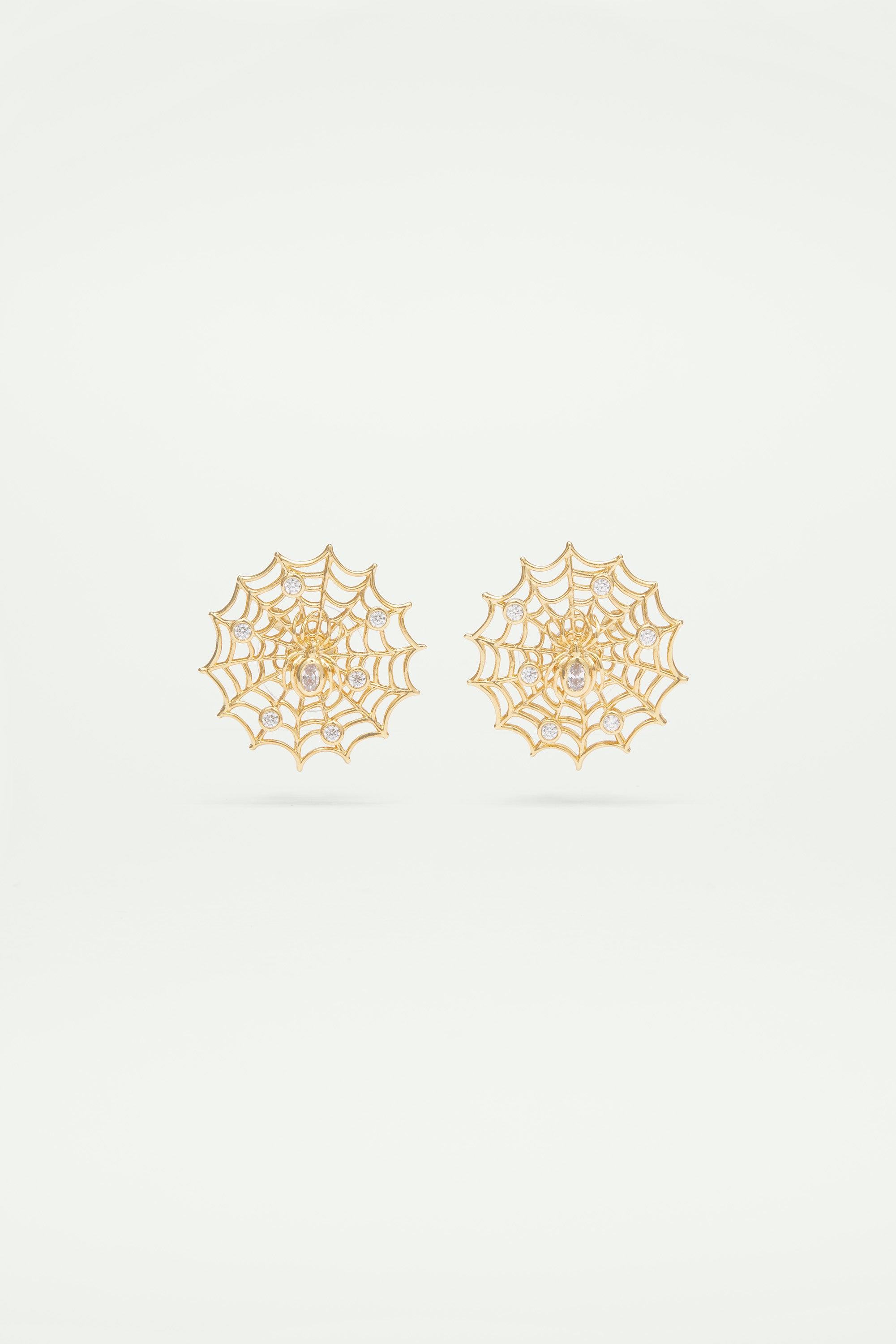 Golden spider's web and crystal earrings