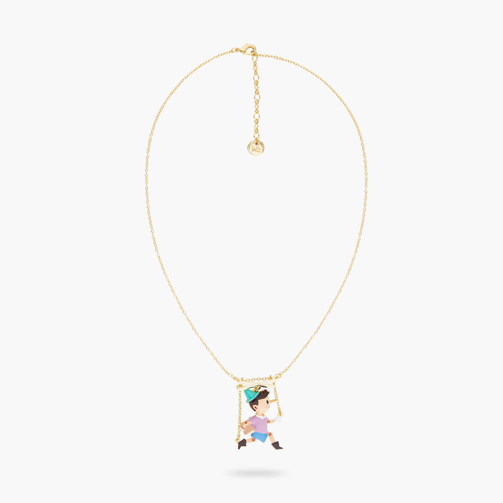 Pinocchio puppet pendant necklace