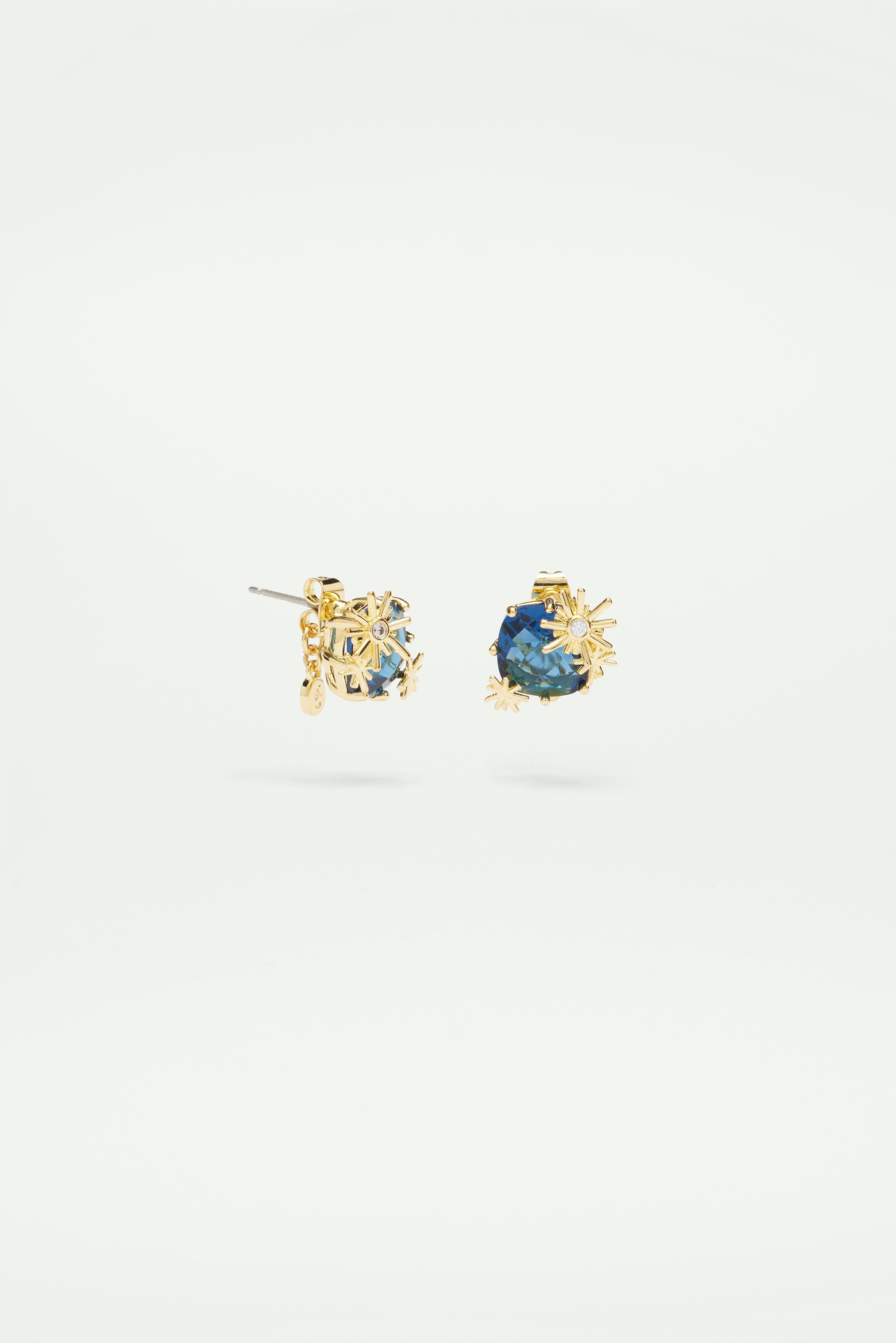 Gold stars and square stone earrings