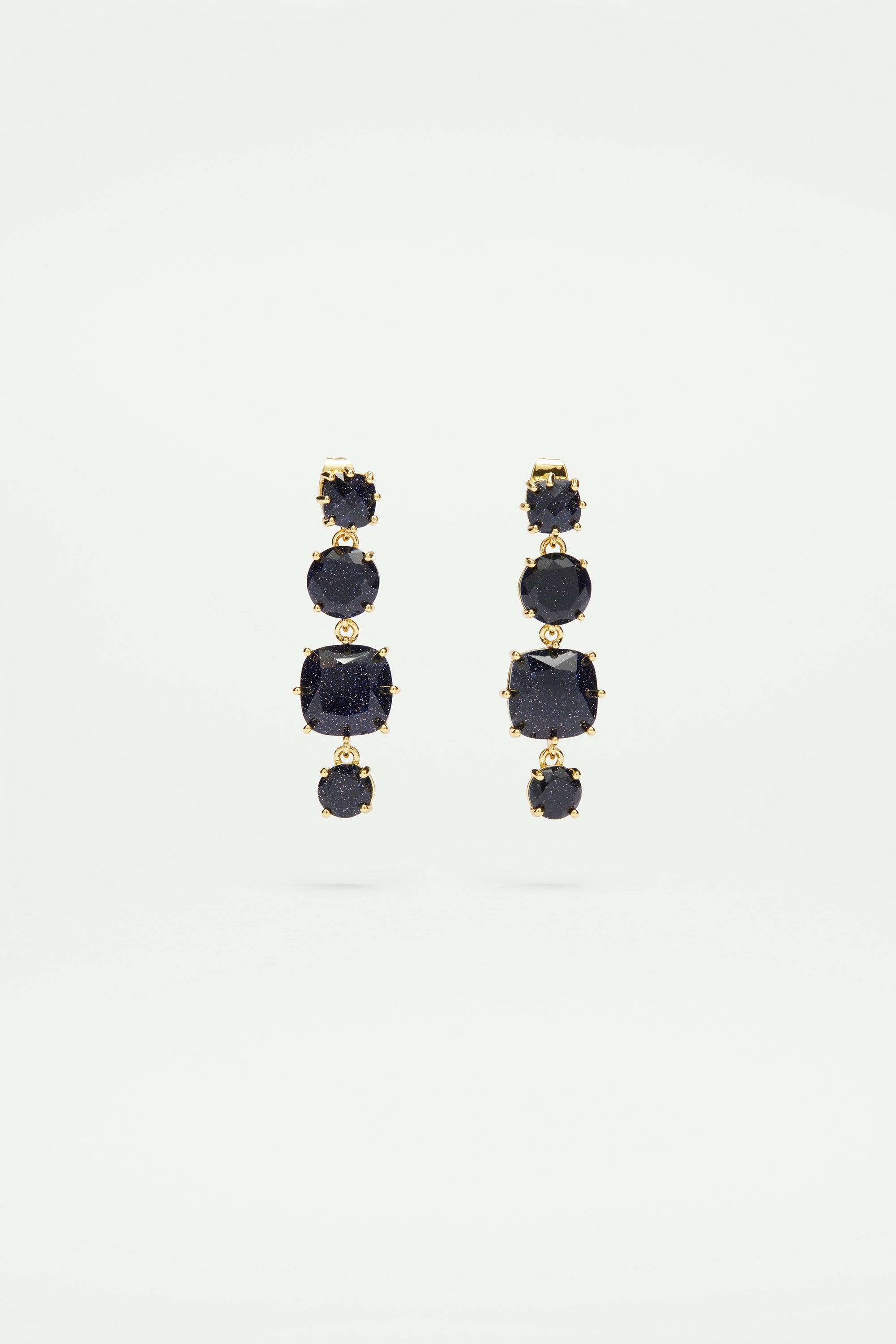 Deep Sparkling Blue 4 Stones La Diamantine Stud Earrings