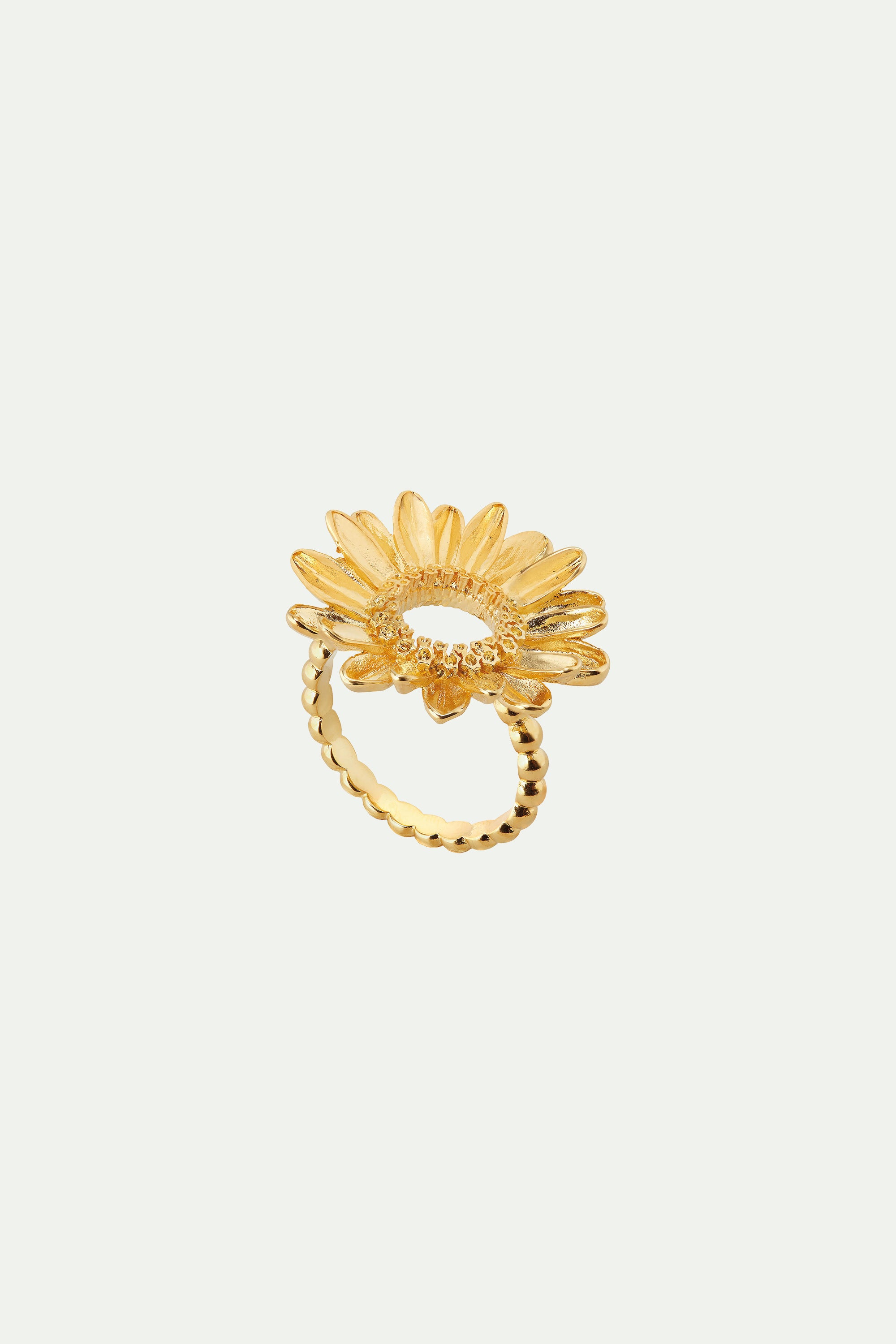 Sunflower and beaded band cocktail ring