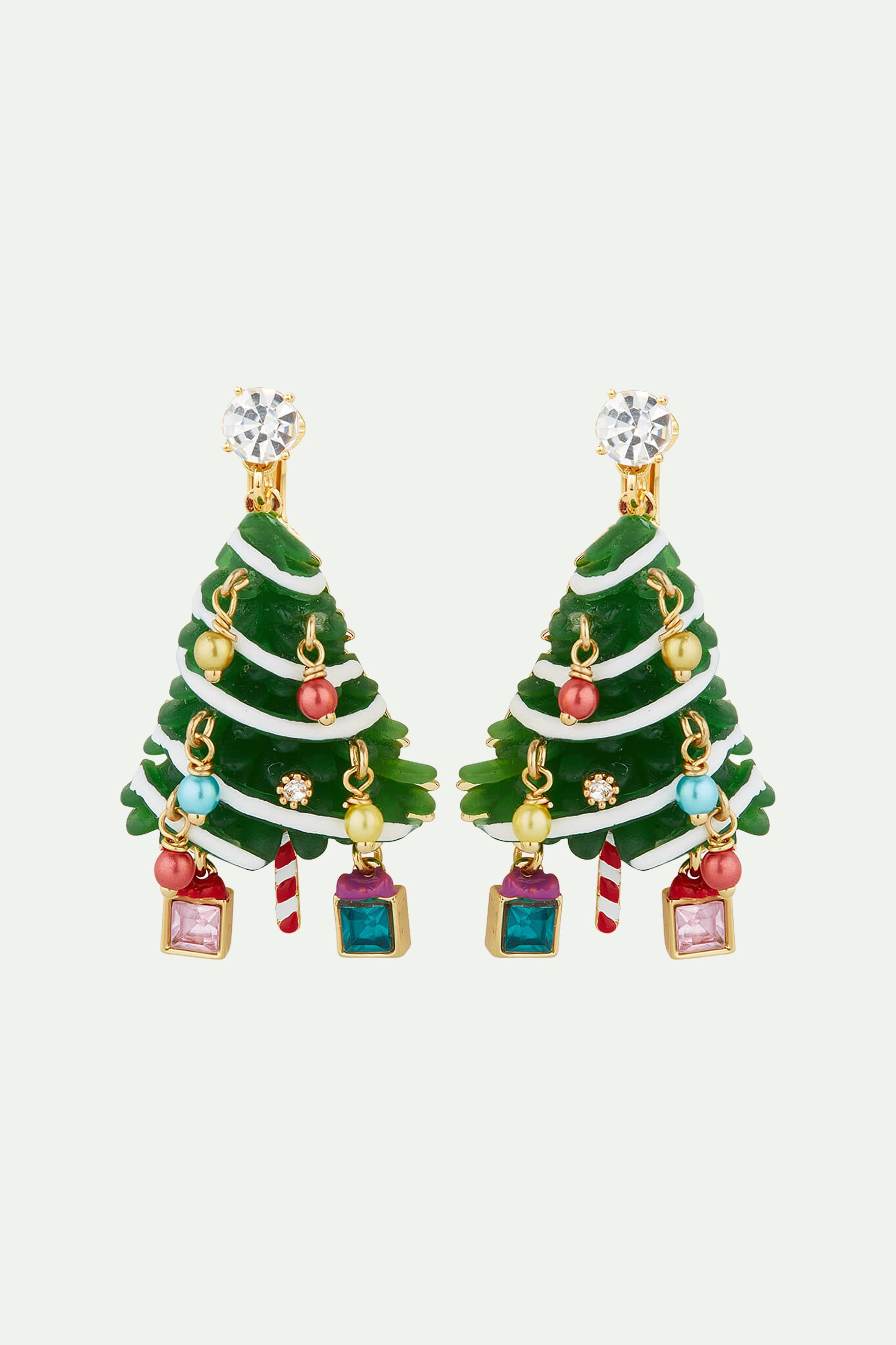 Christmas tree clip-on earrings