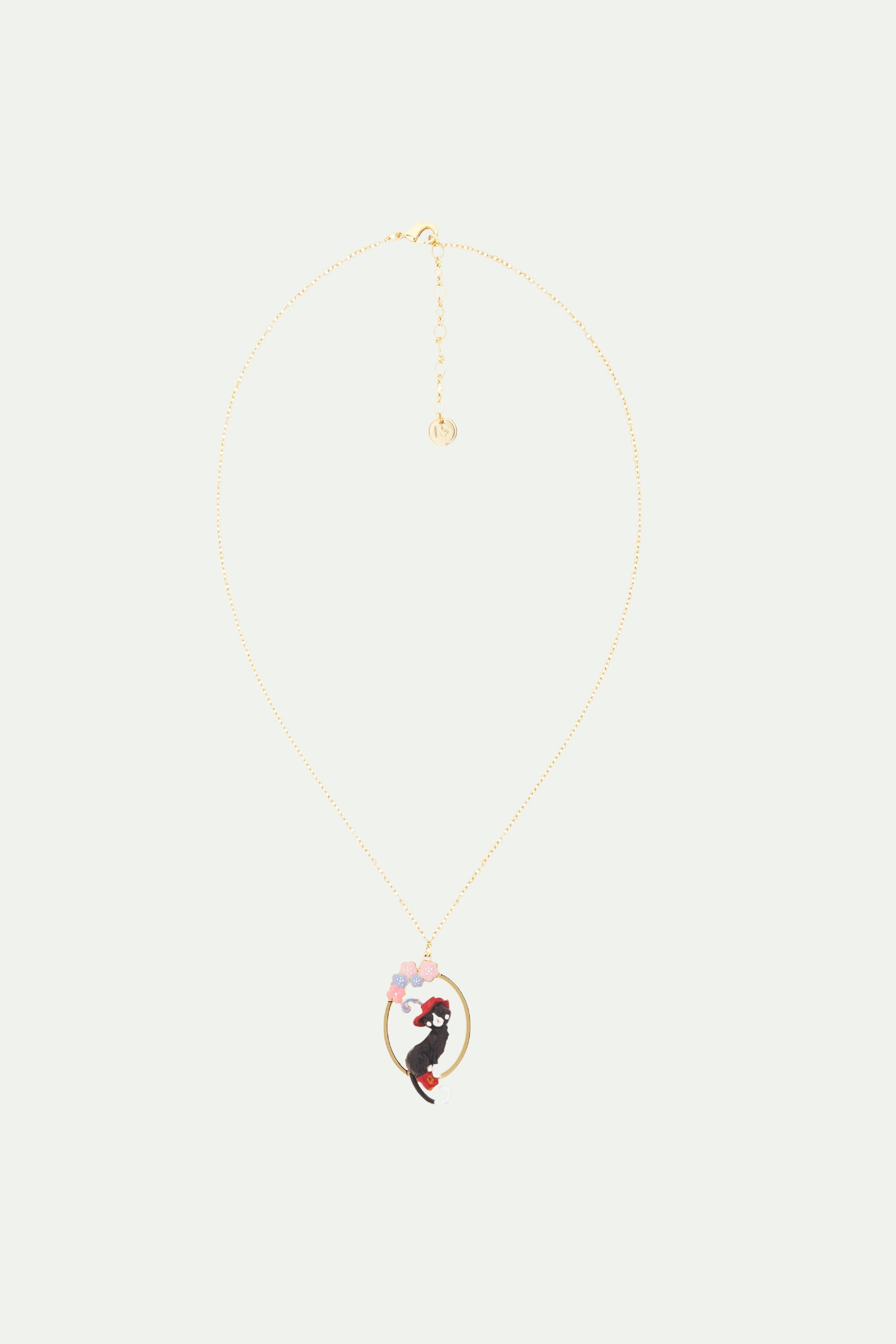Charming cat and flower pendant necklace