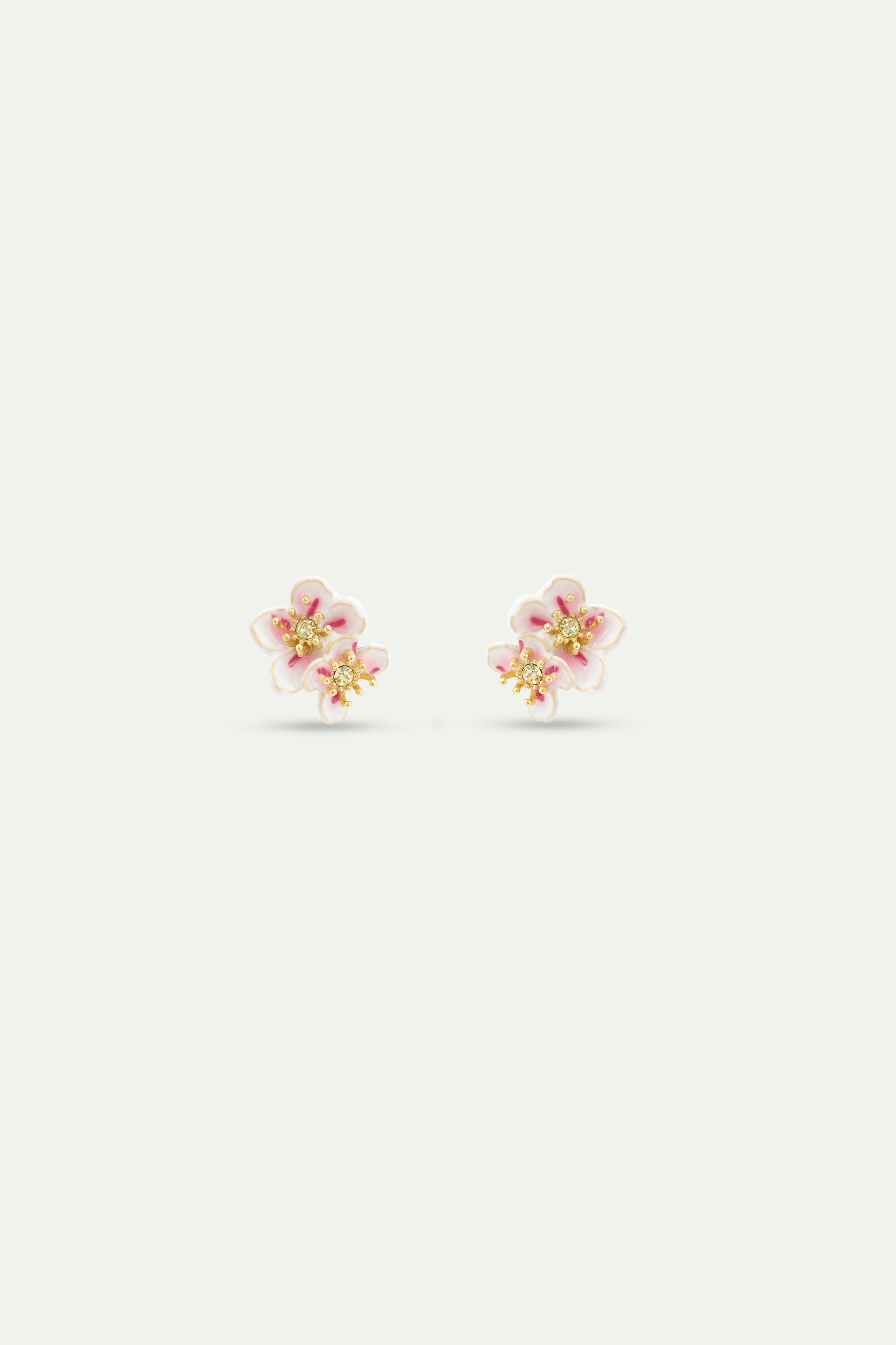 Pair of mini white cherry blossom earrings