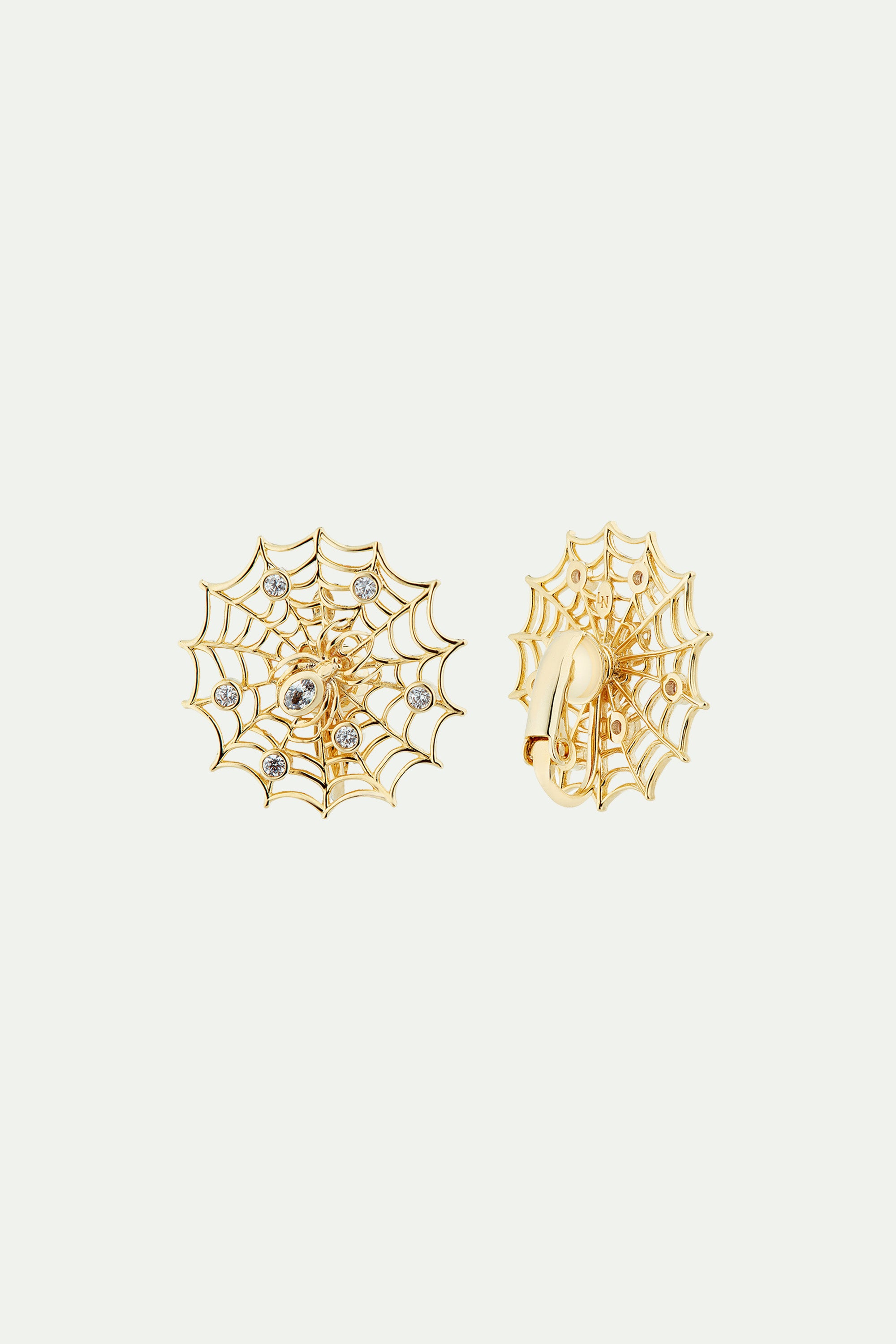 Golden spider's web and crystal earrings