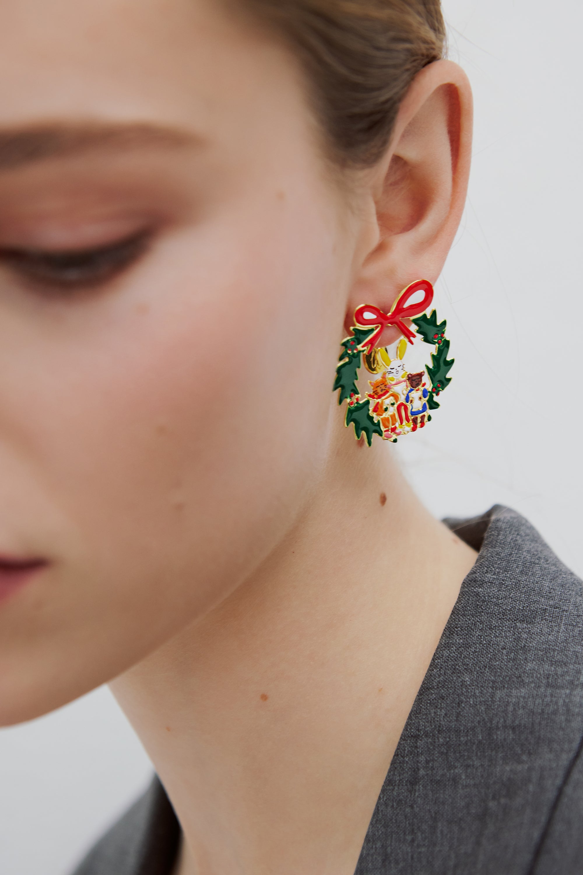 Wreath and christmas carols earrings
