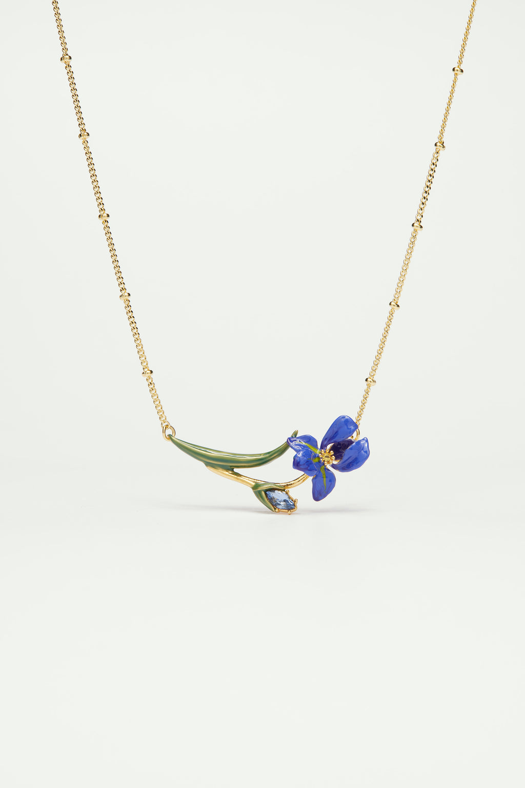 Siberian iris and faceted glass fine necklace Siberian iris and faceted glass fine necklace