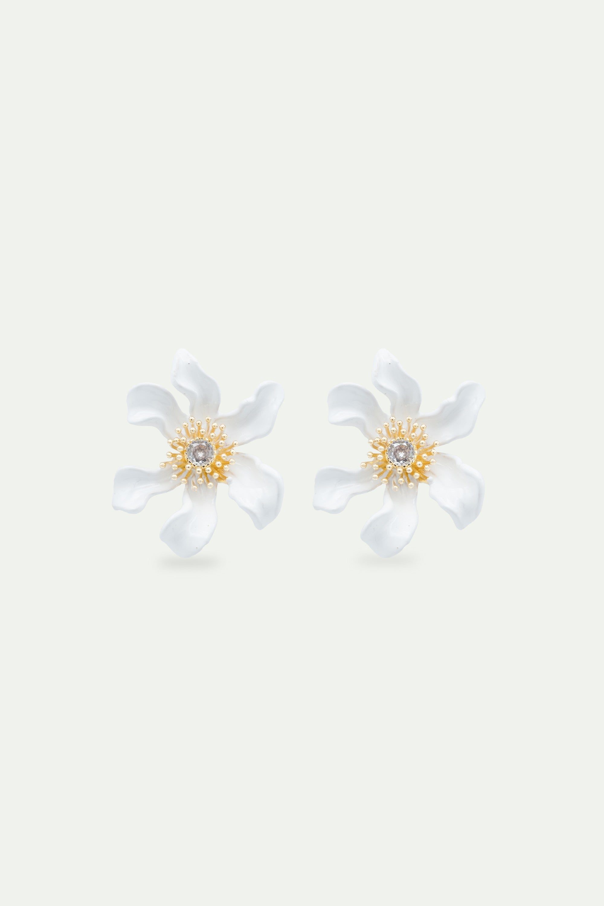 Large white clematis flower earrings