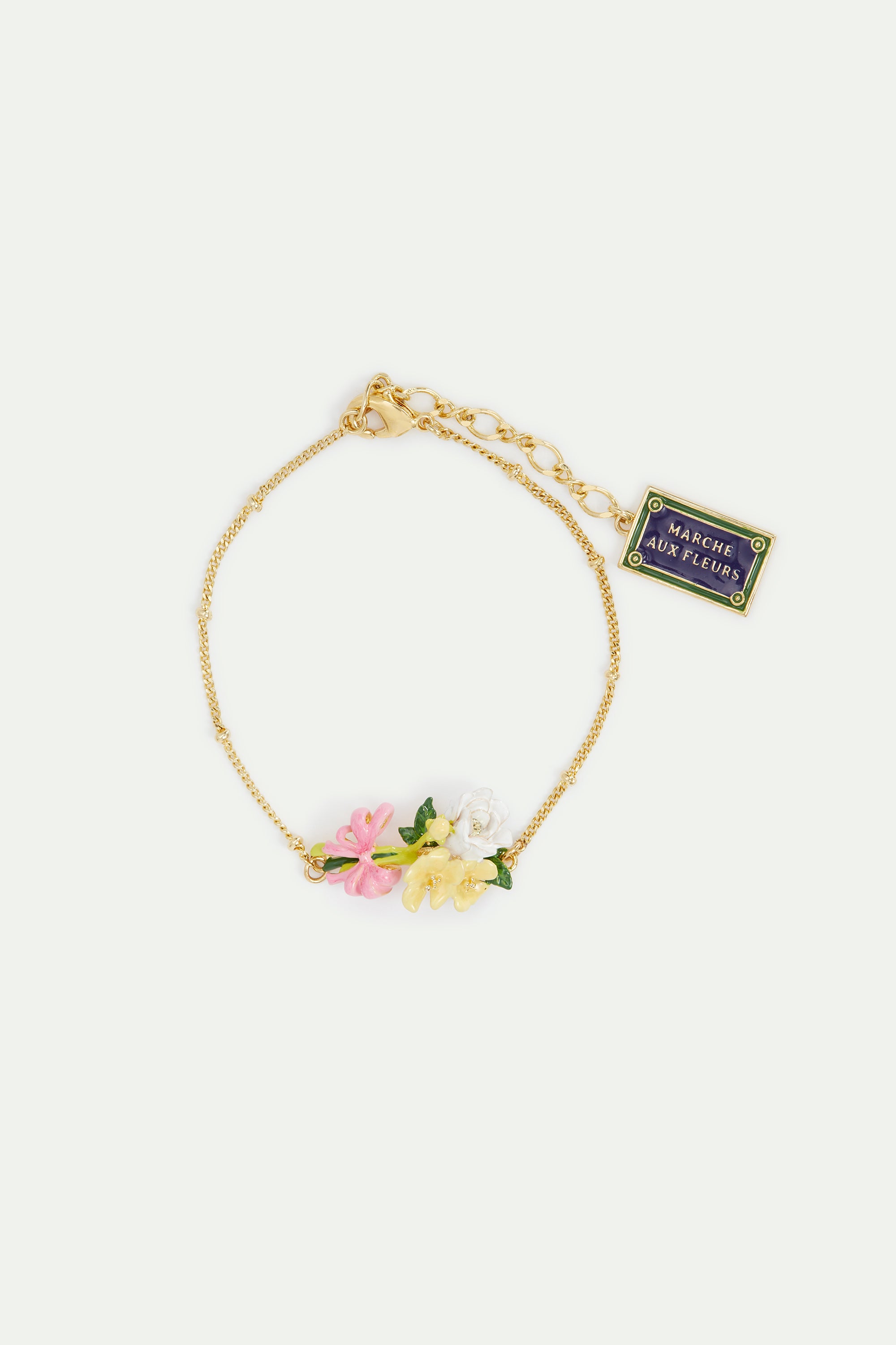 Flowers and Paris street sign fine bracelet