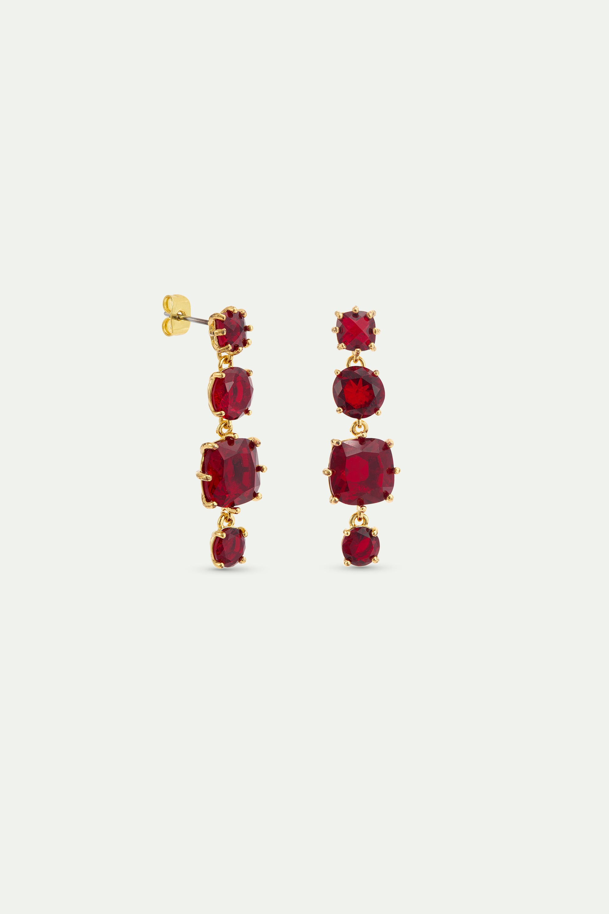 Garnet Red Diamantine 4 stone earrings
