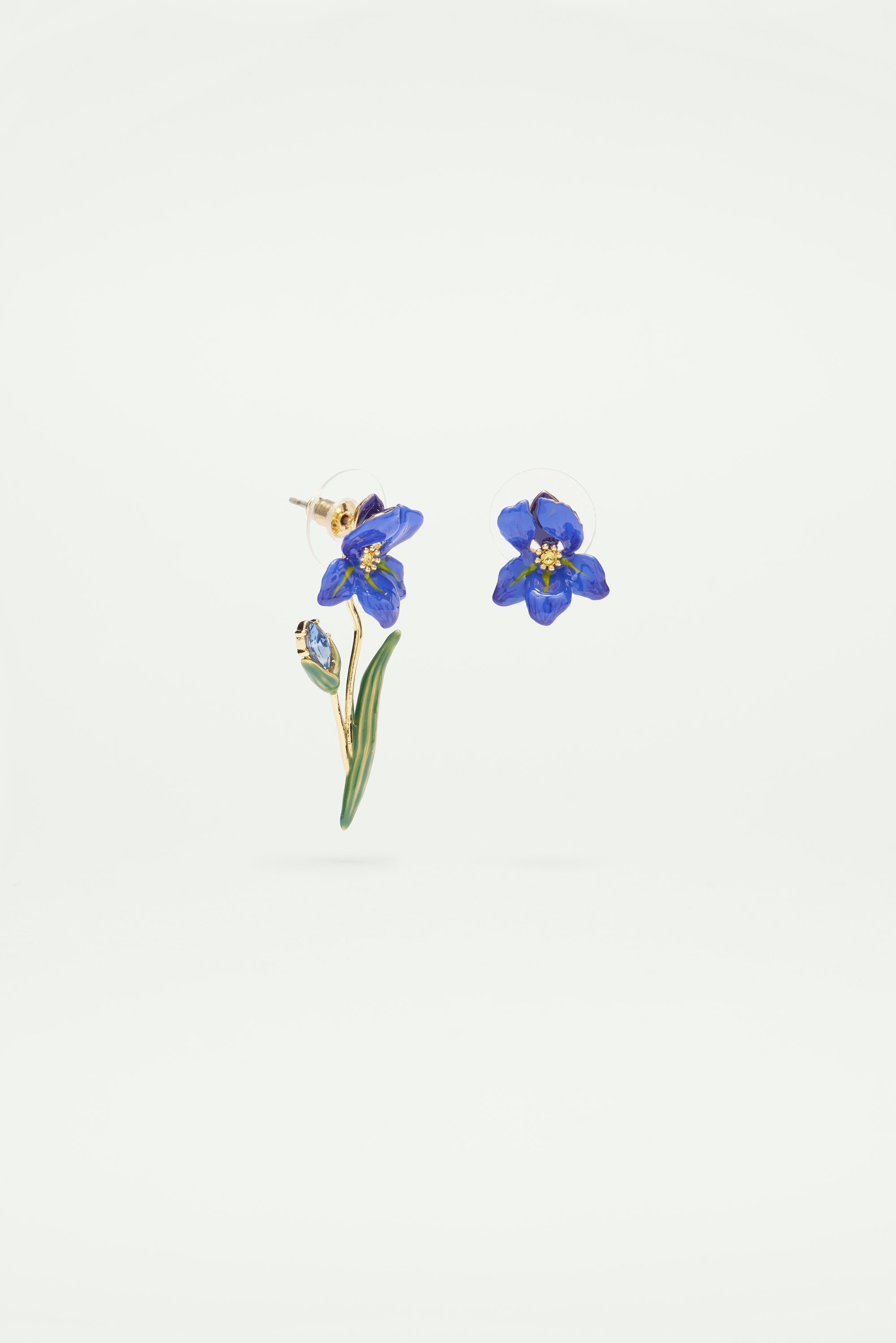 Siberian Iris asymmetrical post earrings