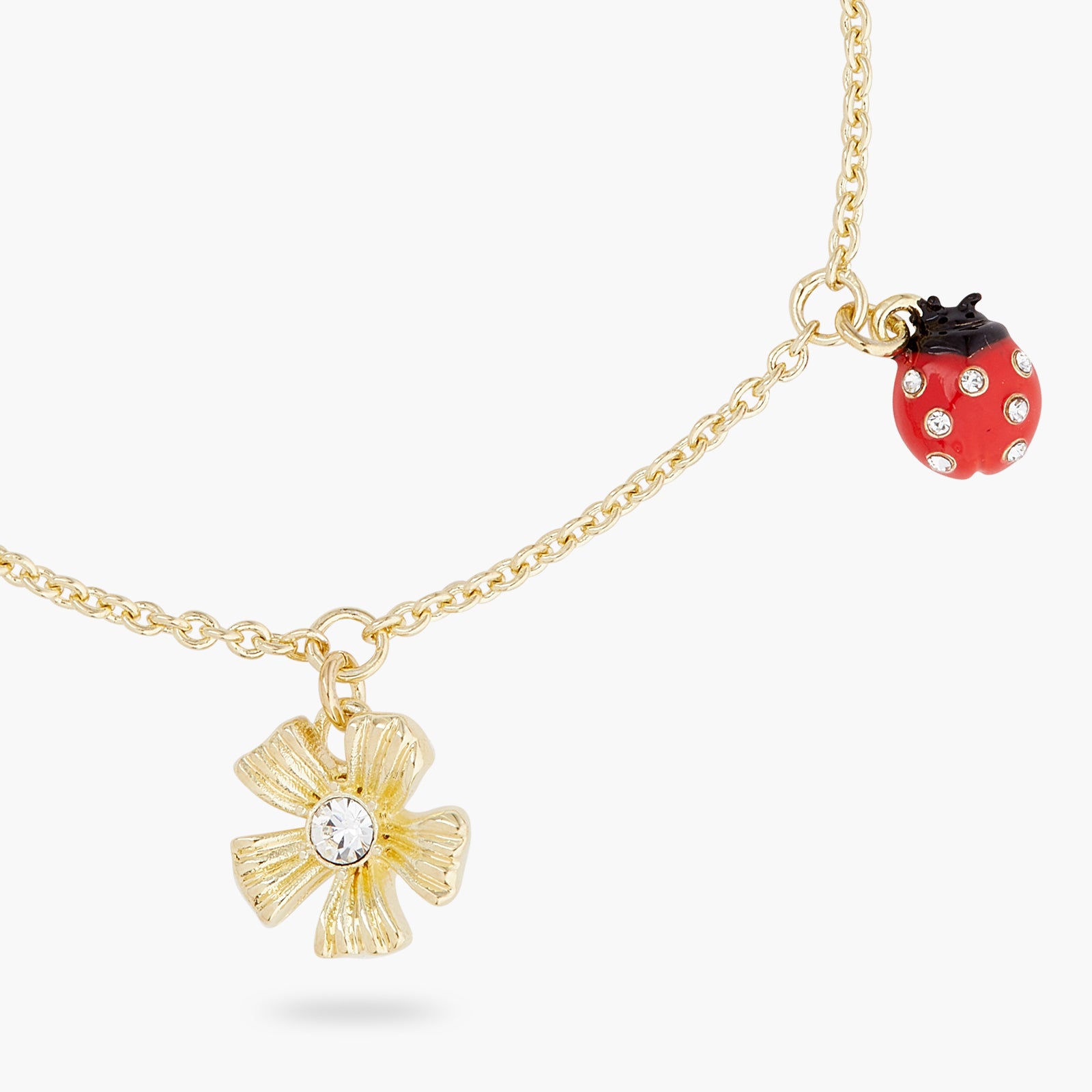 Ladybirds and wood anemone fine bracelet