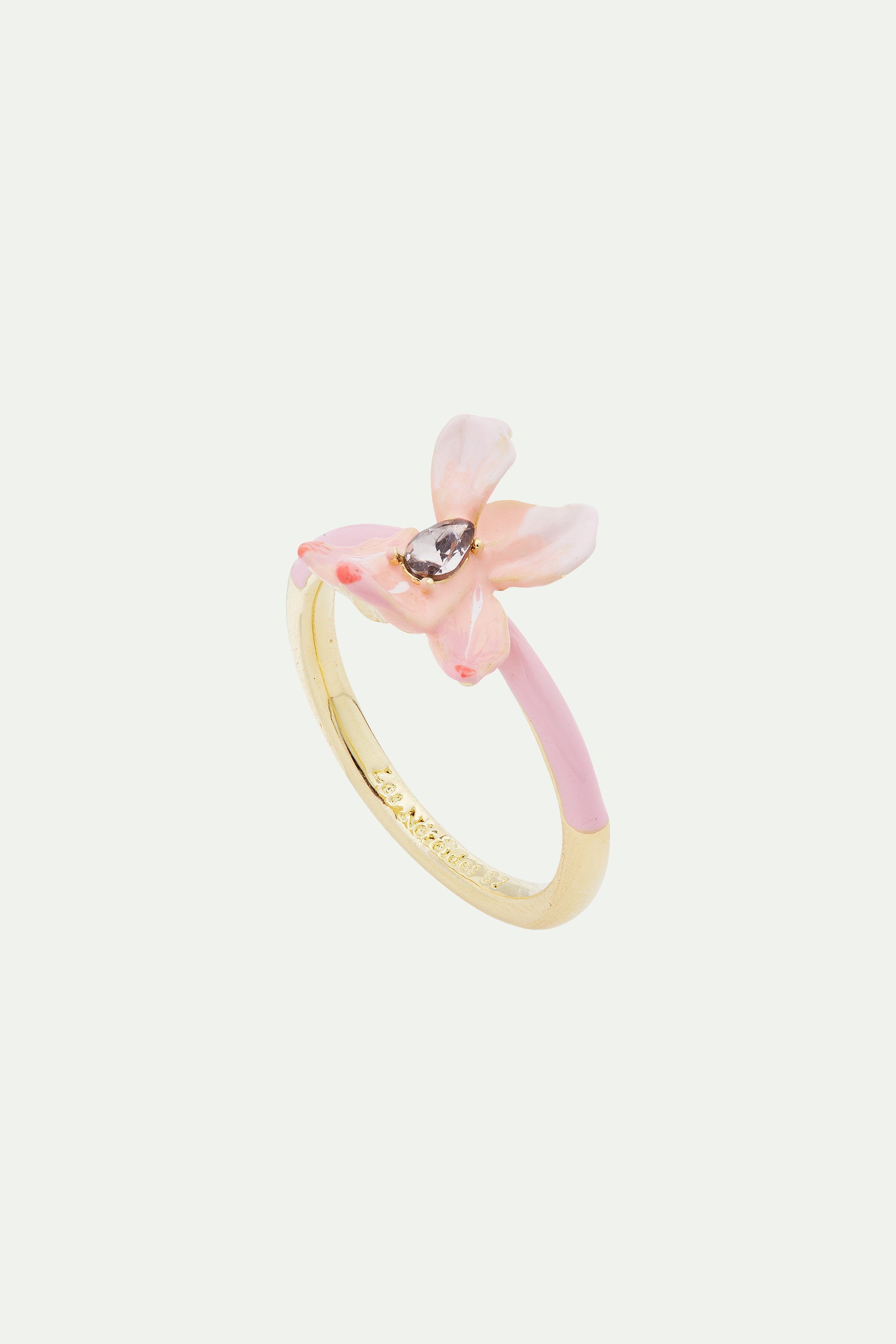 Powder pink iris and Crystal ring