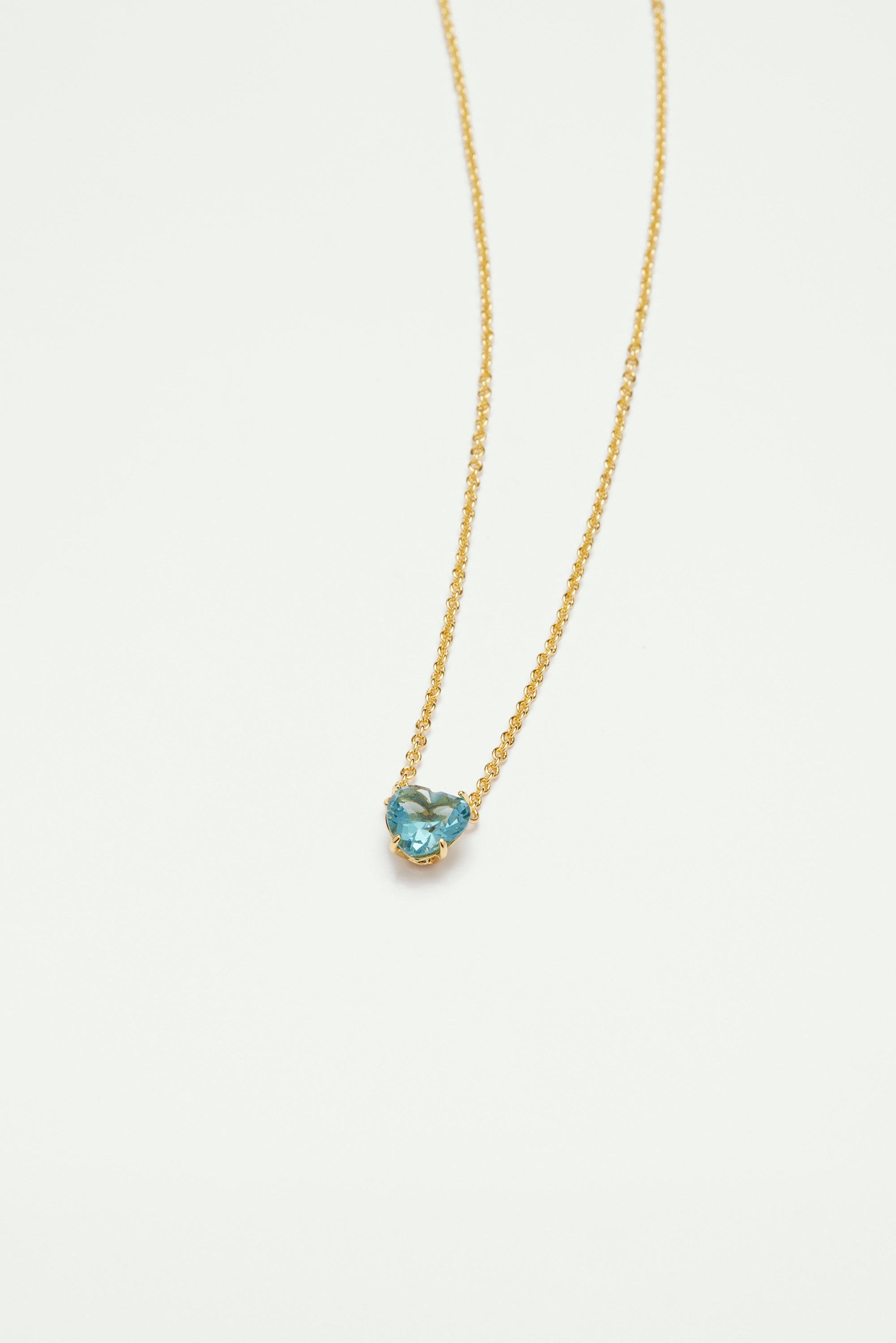 La Diamantine Acqua Azzura Heart Stone Pendant Necklace