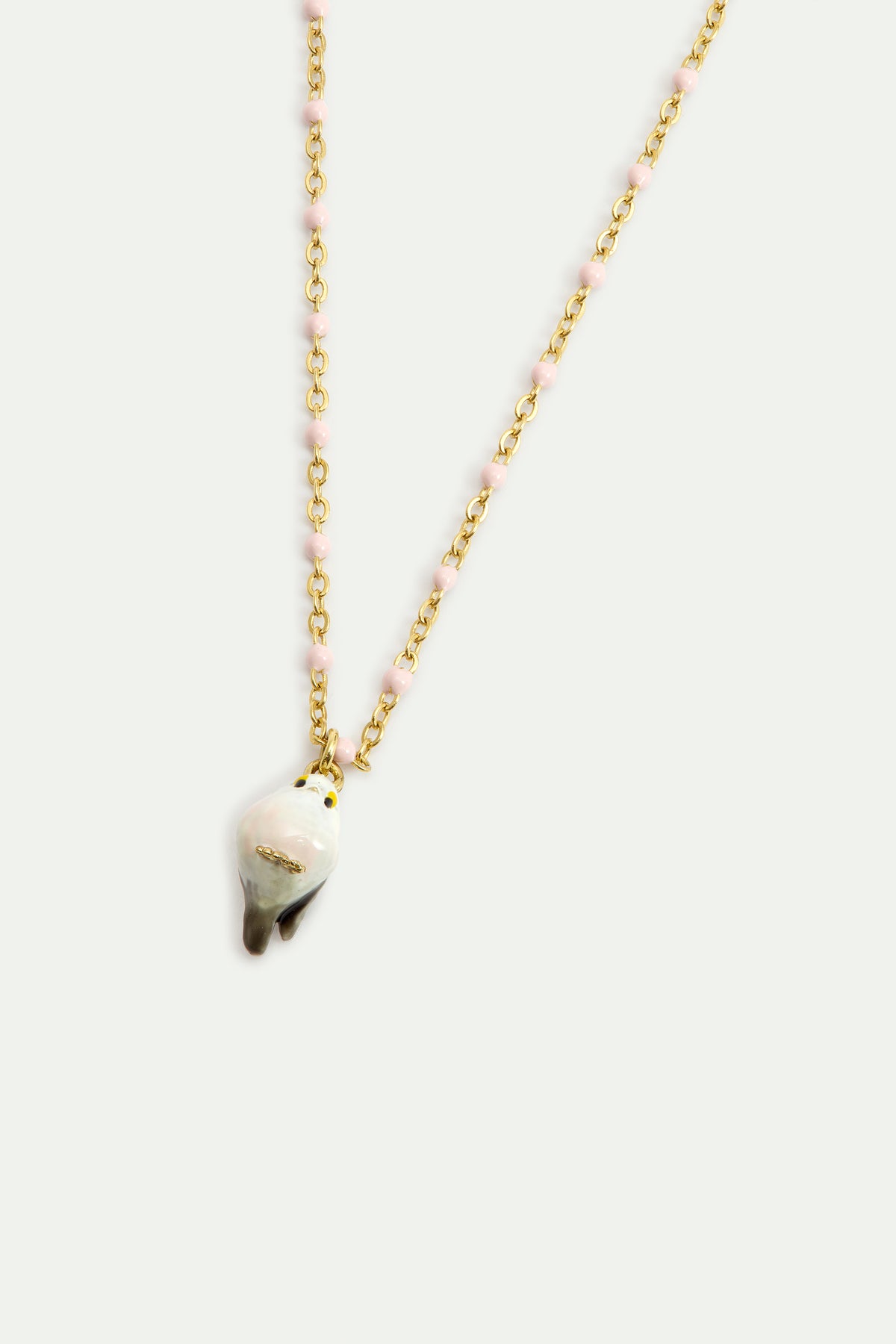 White Long-tailed Tit pendant necklace