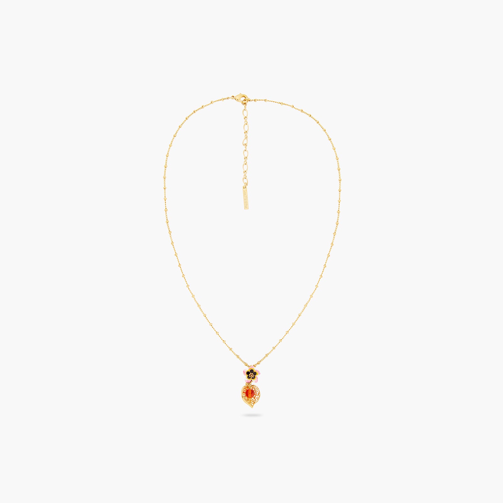 Tiaré flower and physalis pendant necklace