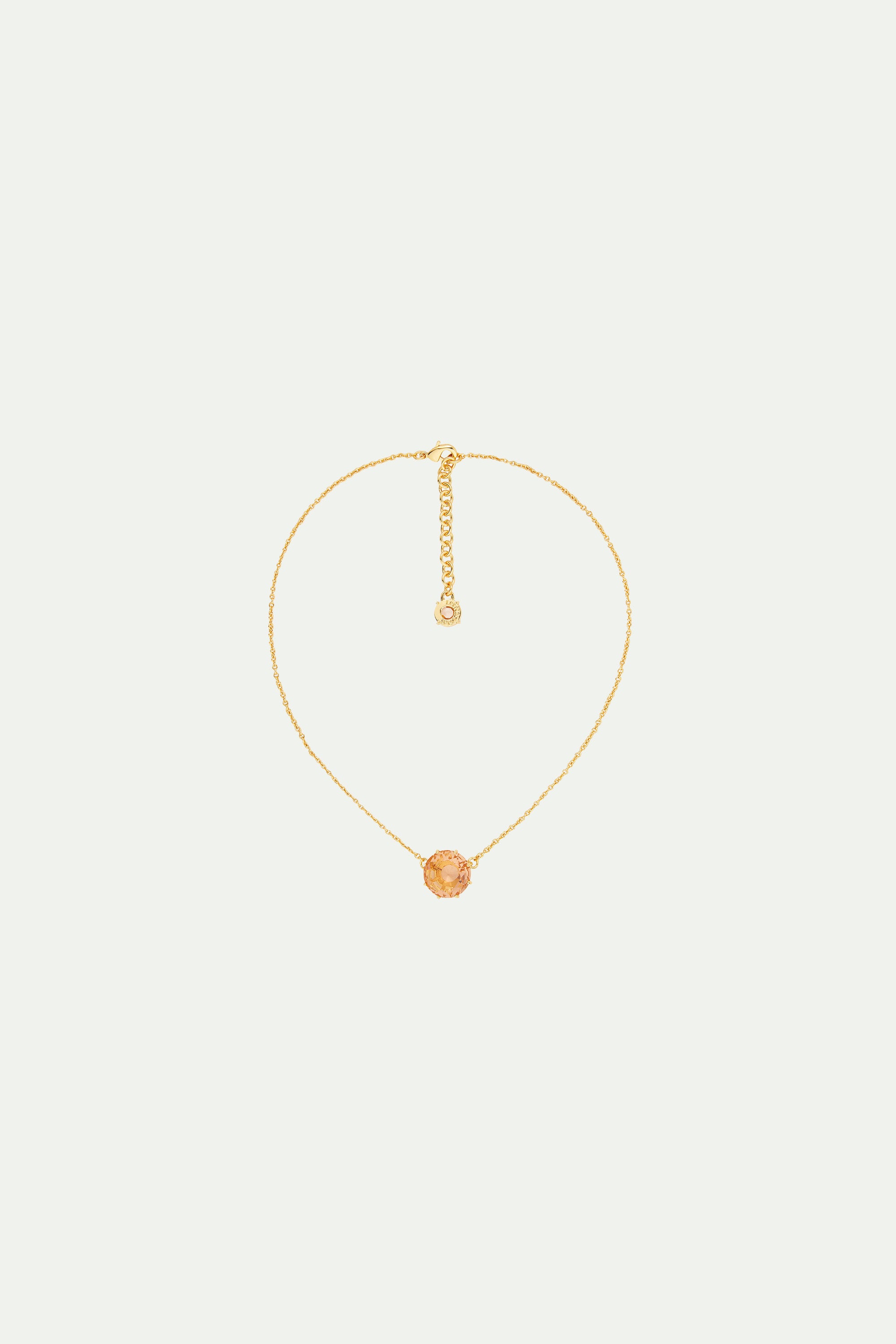 Apricot pink diamantine round stone fine necklace