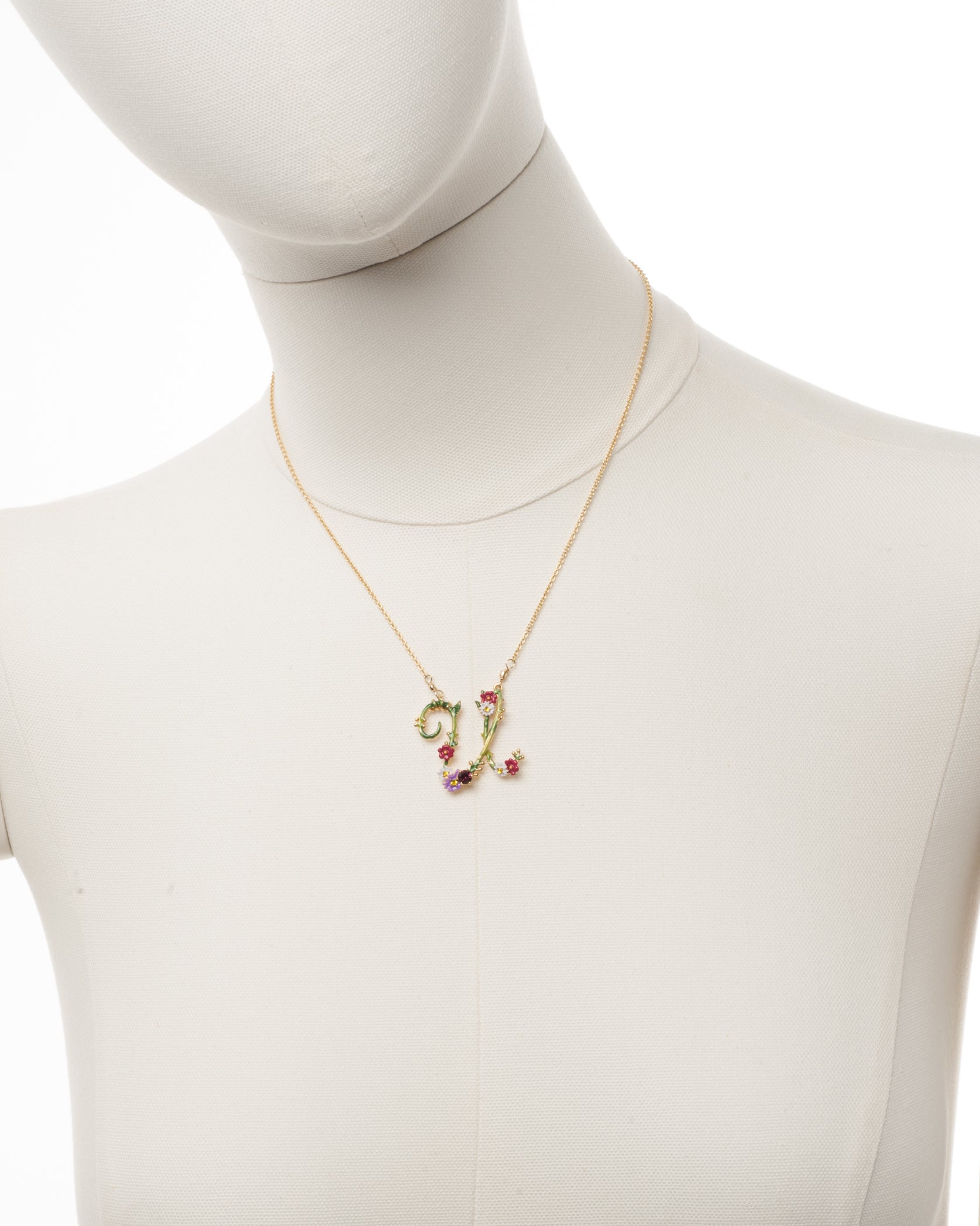 Necklace 38+4cm LETTRES FLORALES Letter U