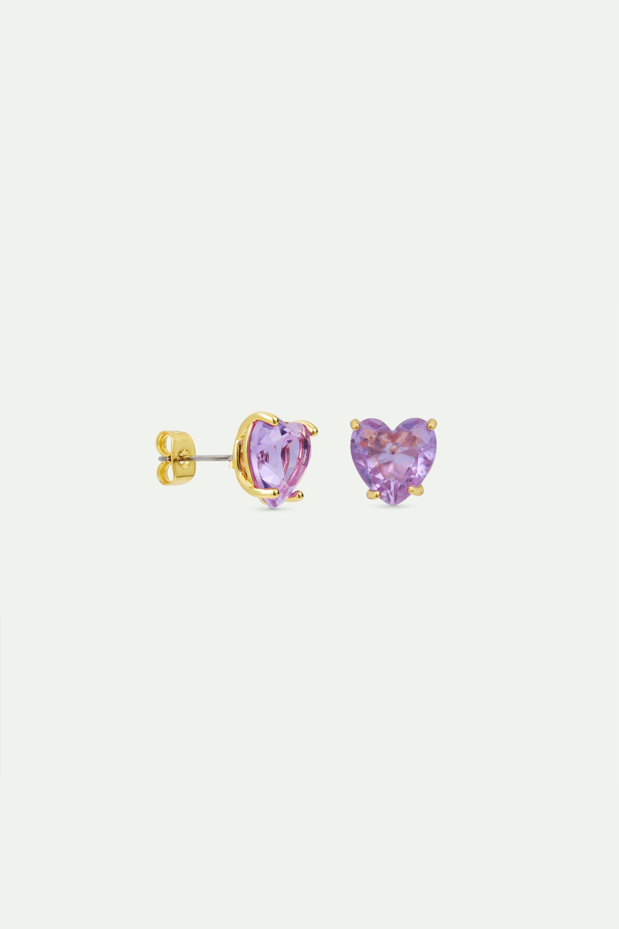 Lavender Diamantine heart-shaped stone earrings