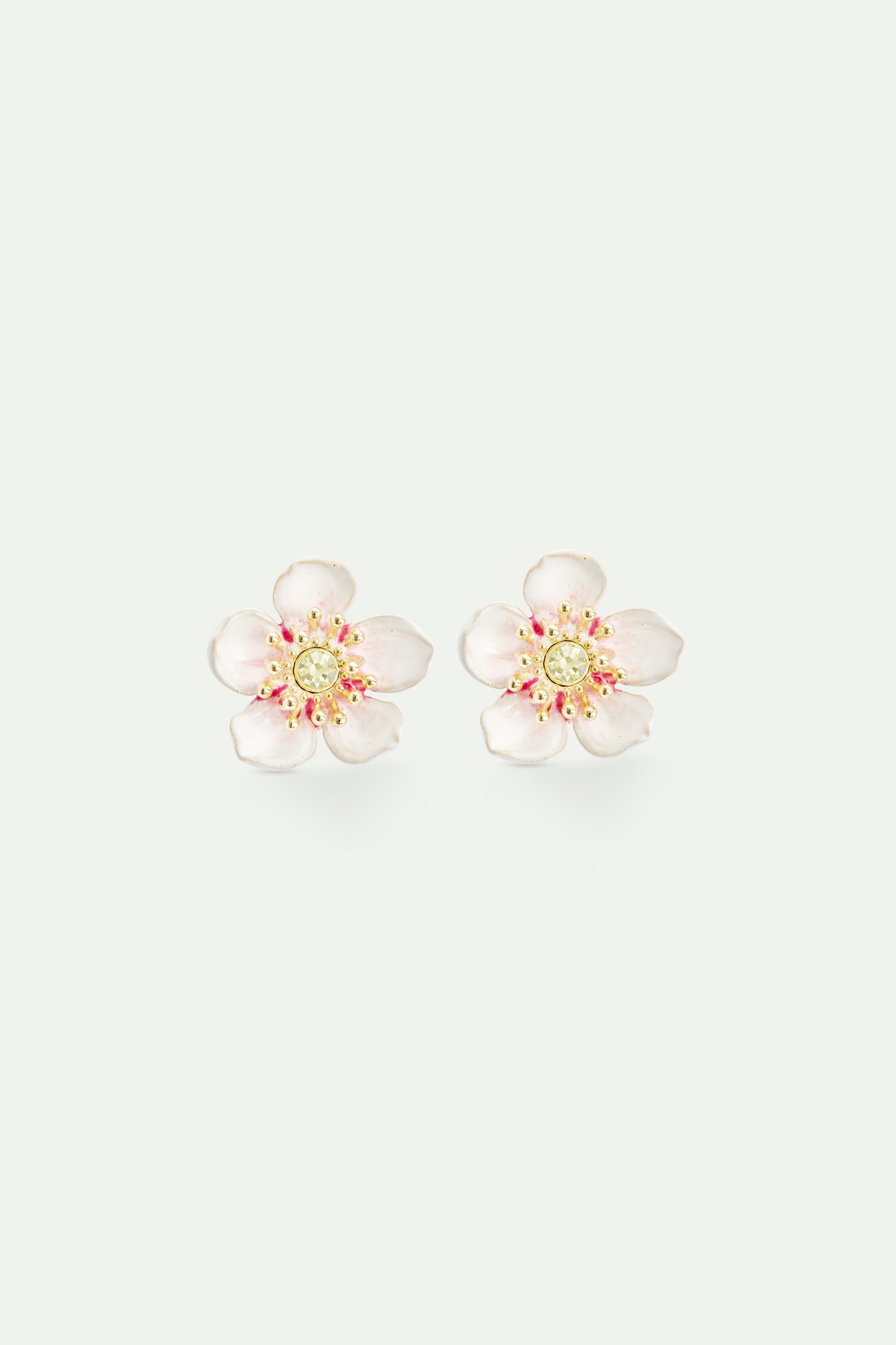 White cherry blossom post earrings