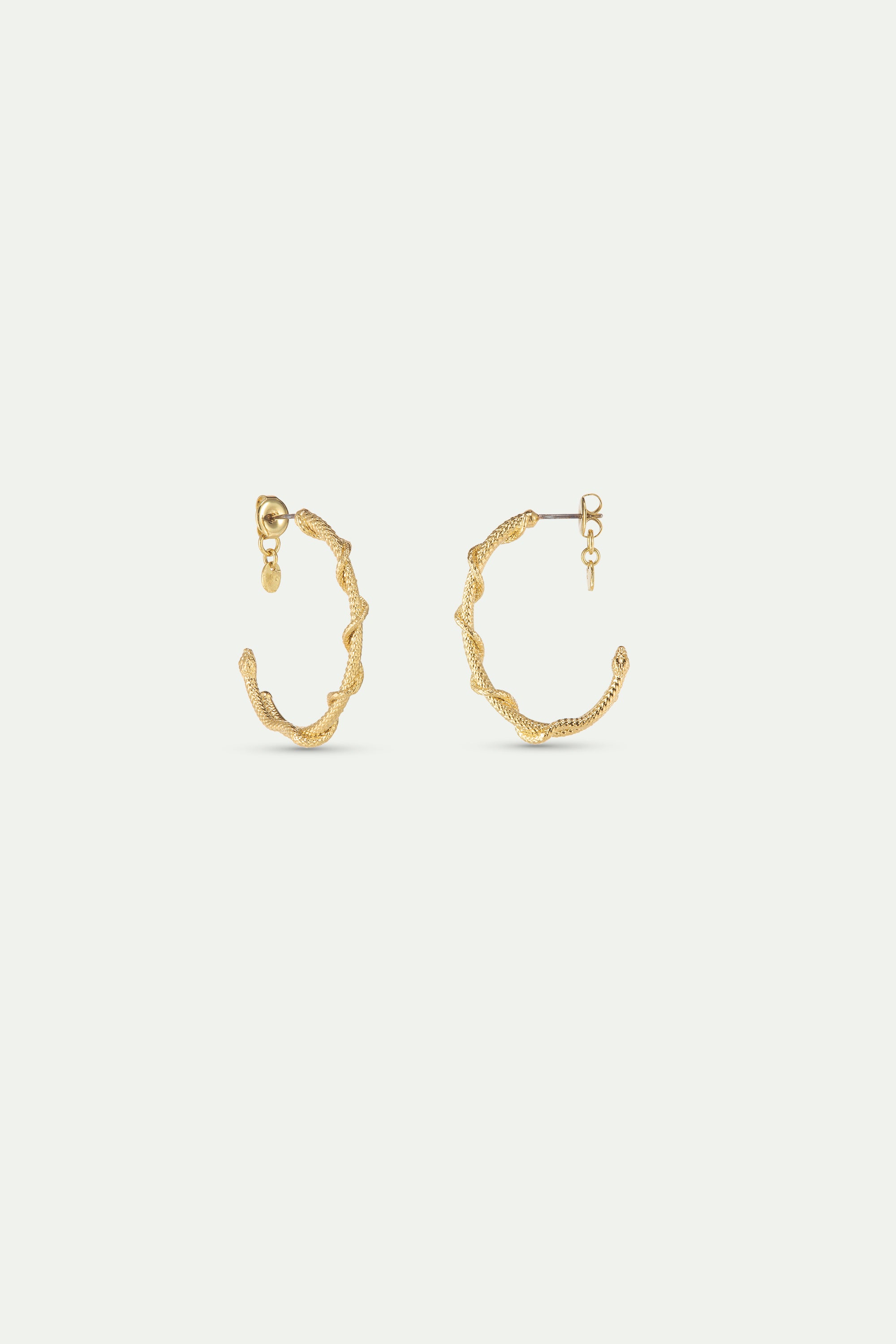 Gold snake post hoop earrings