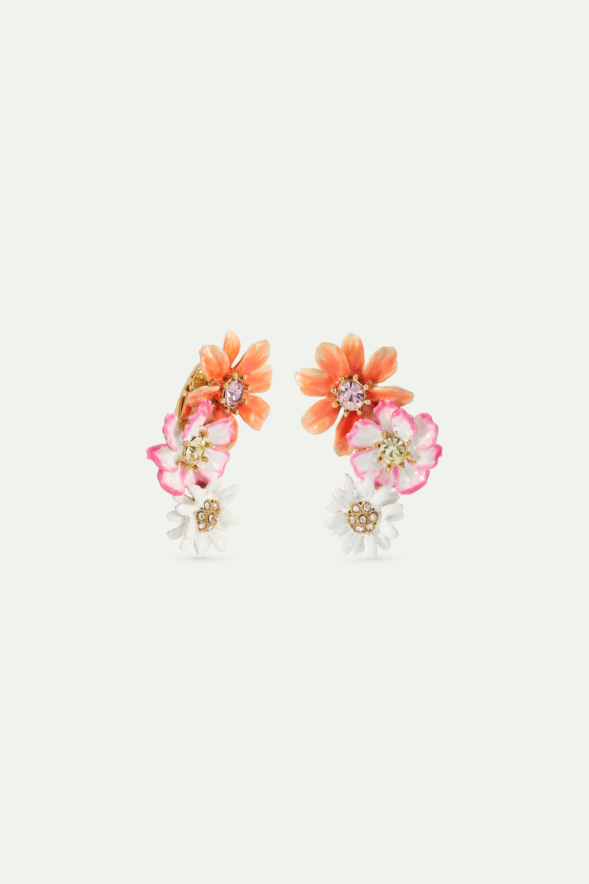 Daisy and zinnia flower earrings