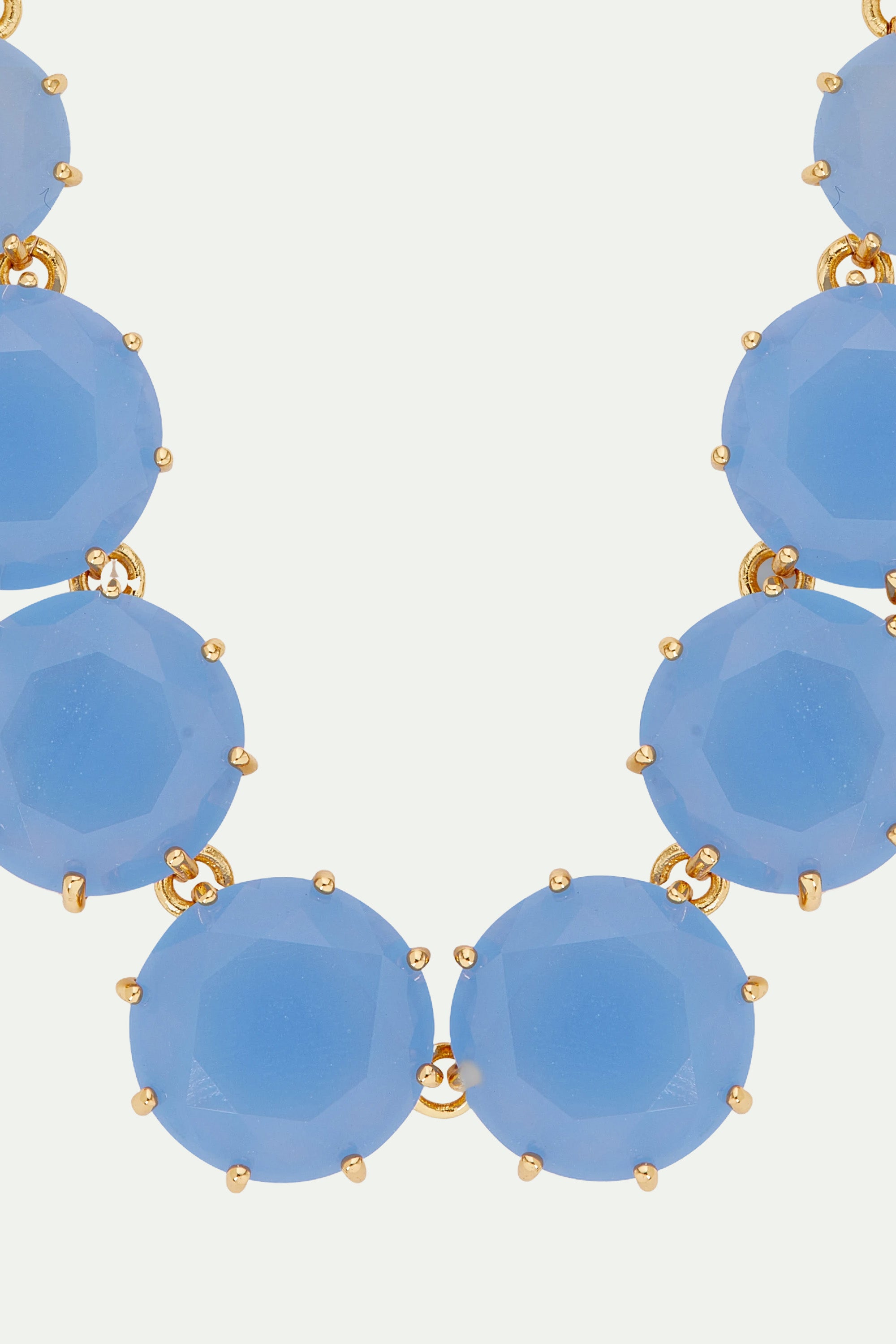 Sky blue Diamantine round stones long necklace