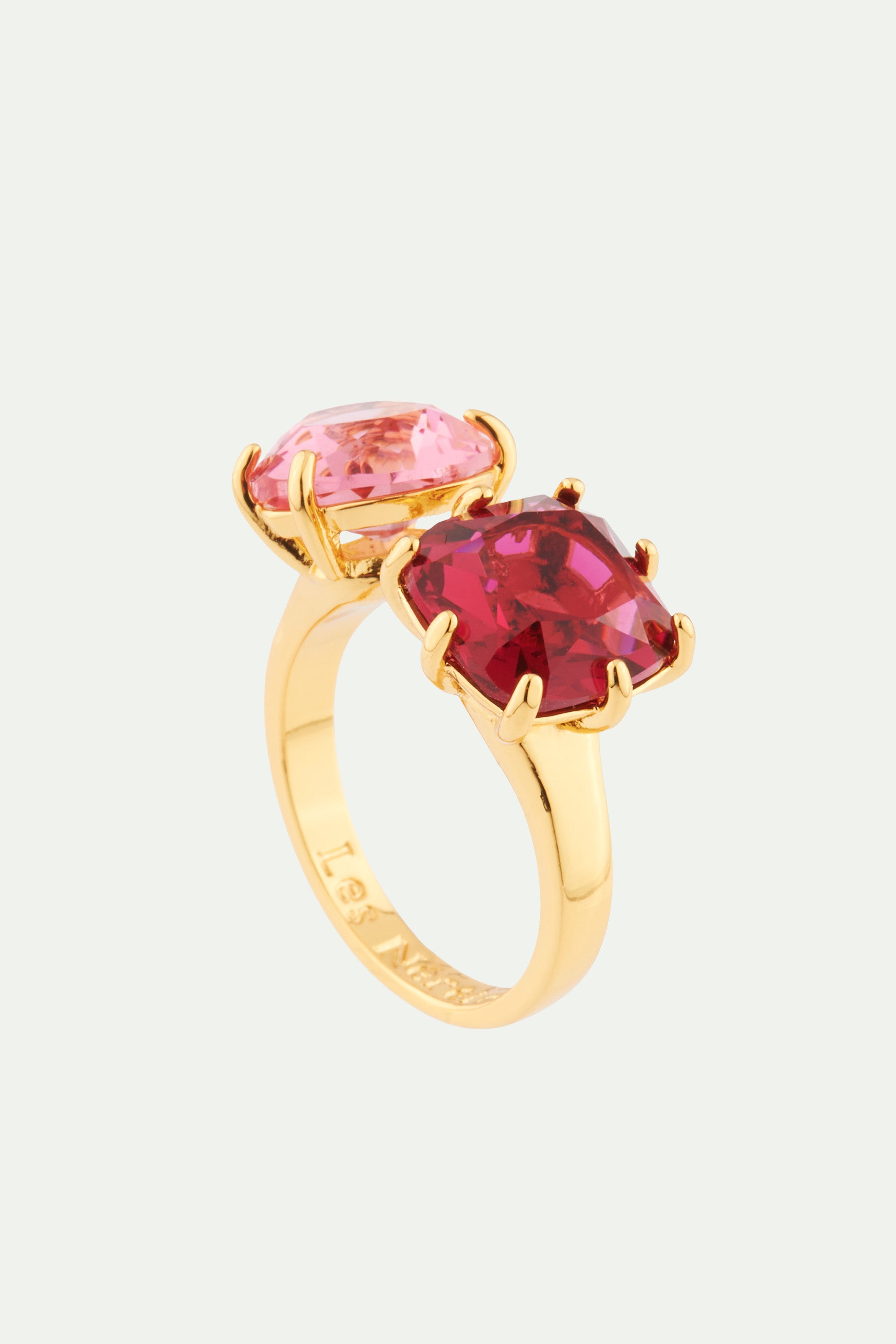 Heart shaped pink peach and red square stones La Diamantine Multico...