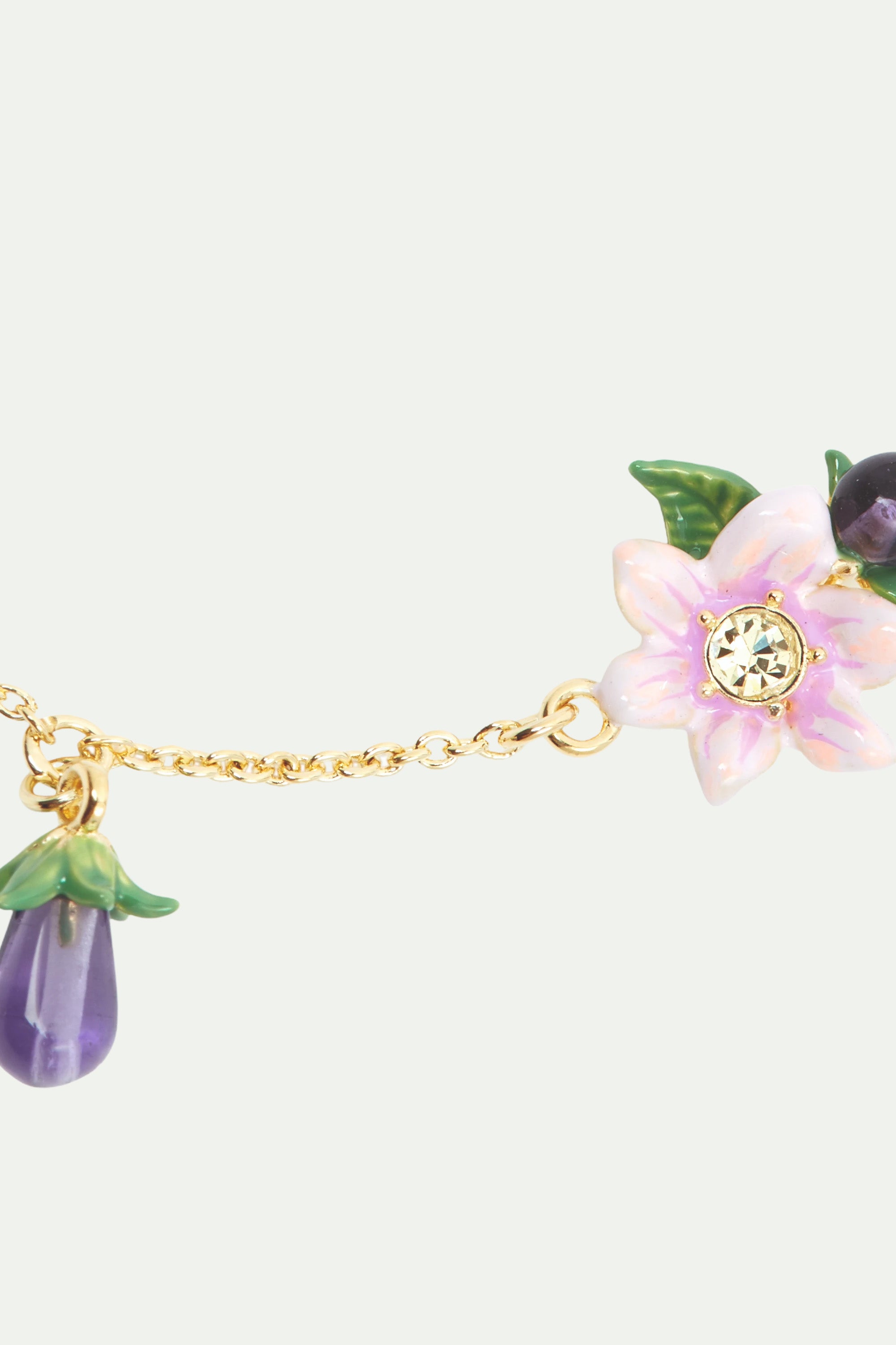 Aubergine pink flower fine  bracelet