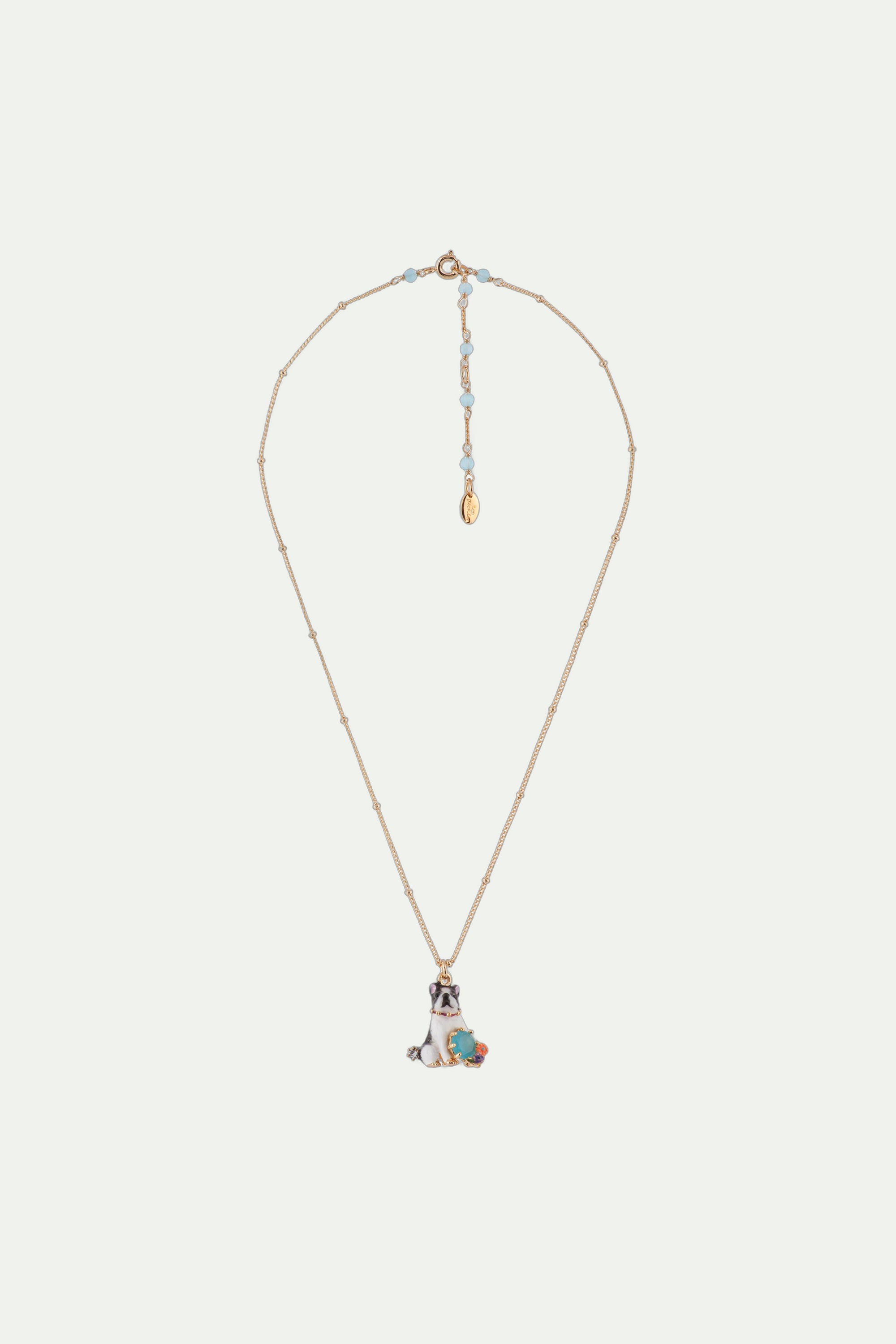 Necklace 40+5cm LES NEREIDES LOVES ANIMALS Dog & blue stone DOG