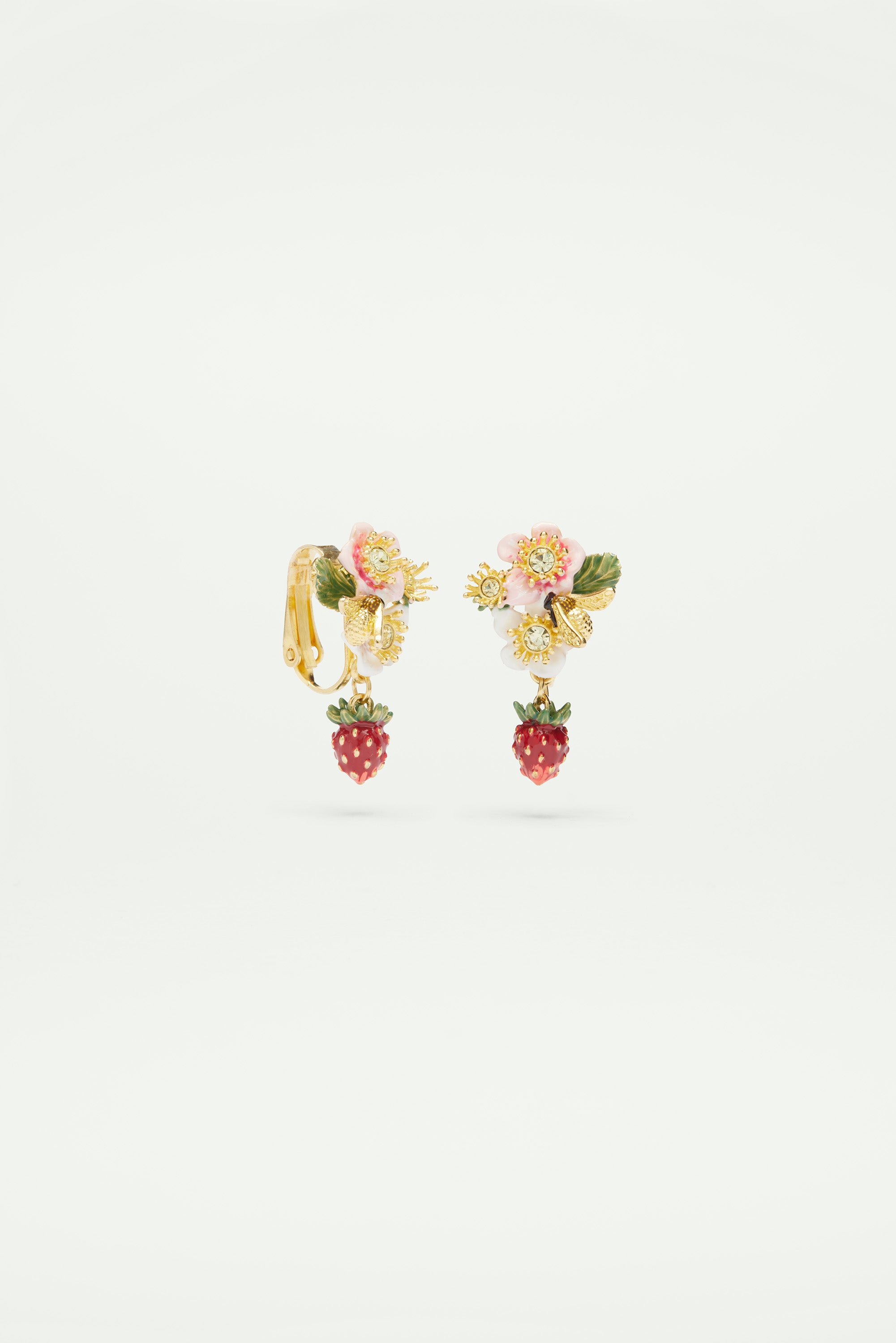 Wild strawberry and strawberry flower earrings