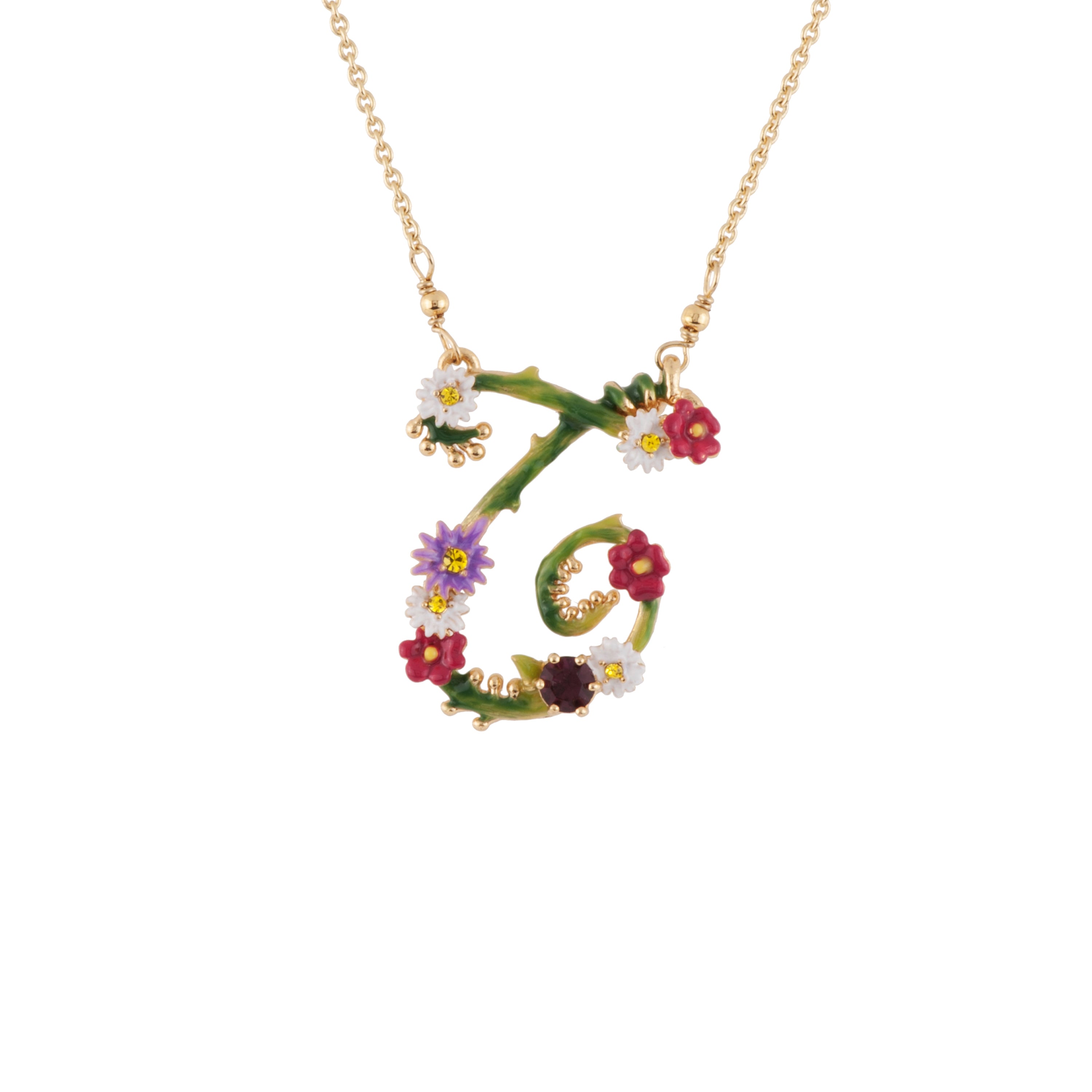 Necklace 38+4cm LETTRES FLORALES Letter T