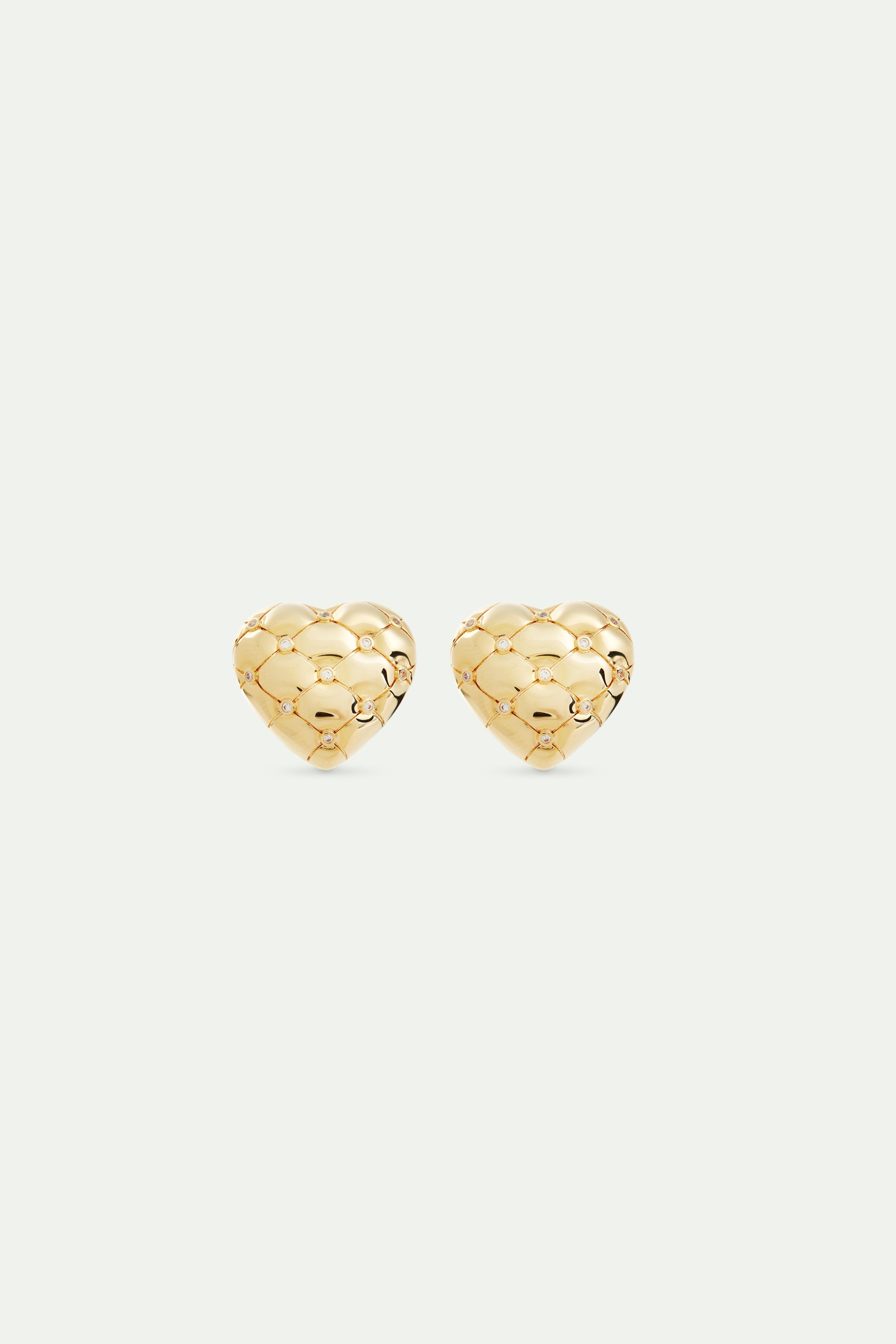 Quilted gold heart and crystal earrings