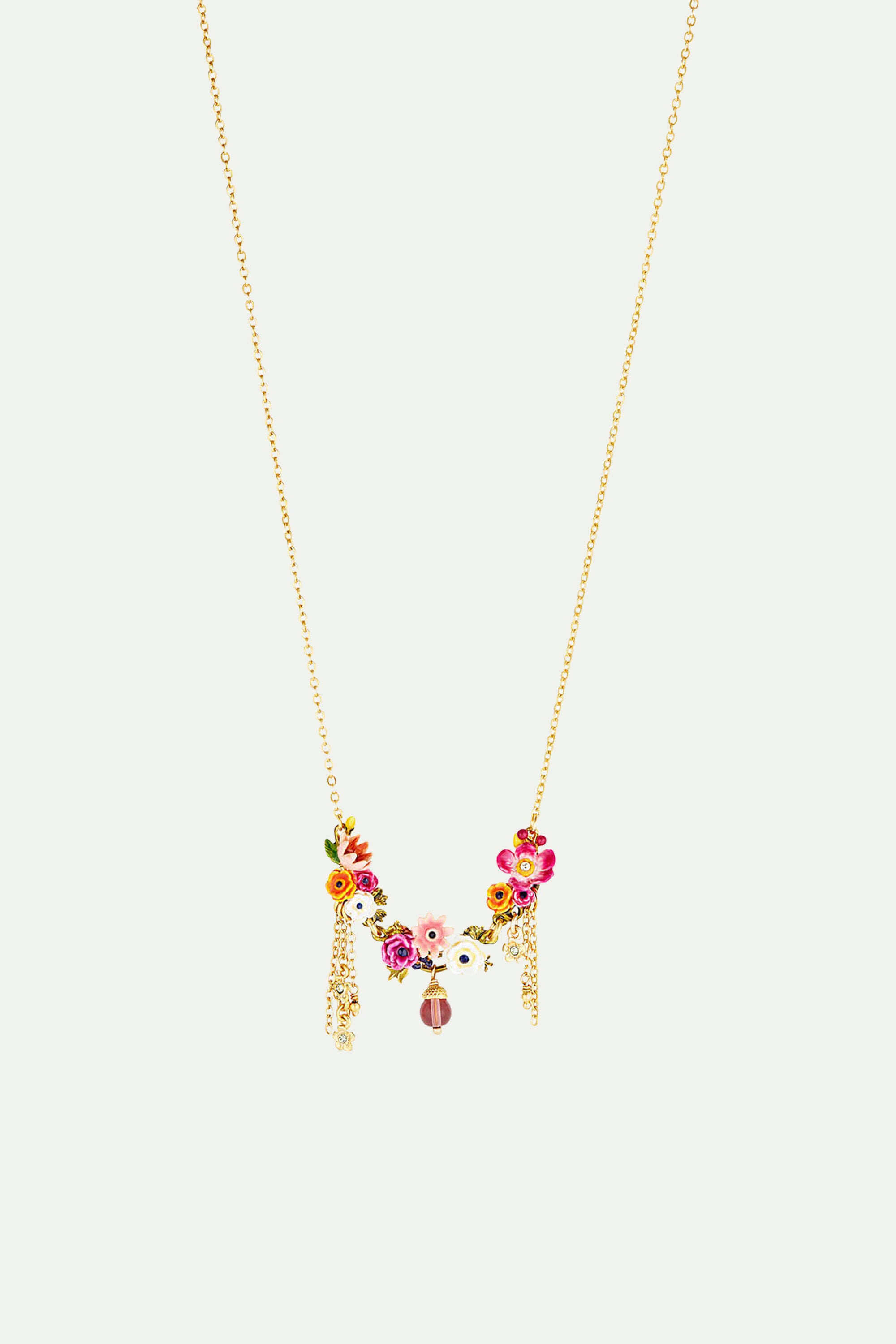 Poppy flowers statement necklace