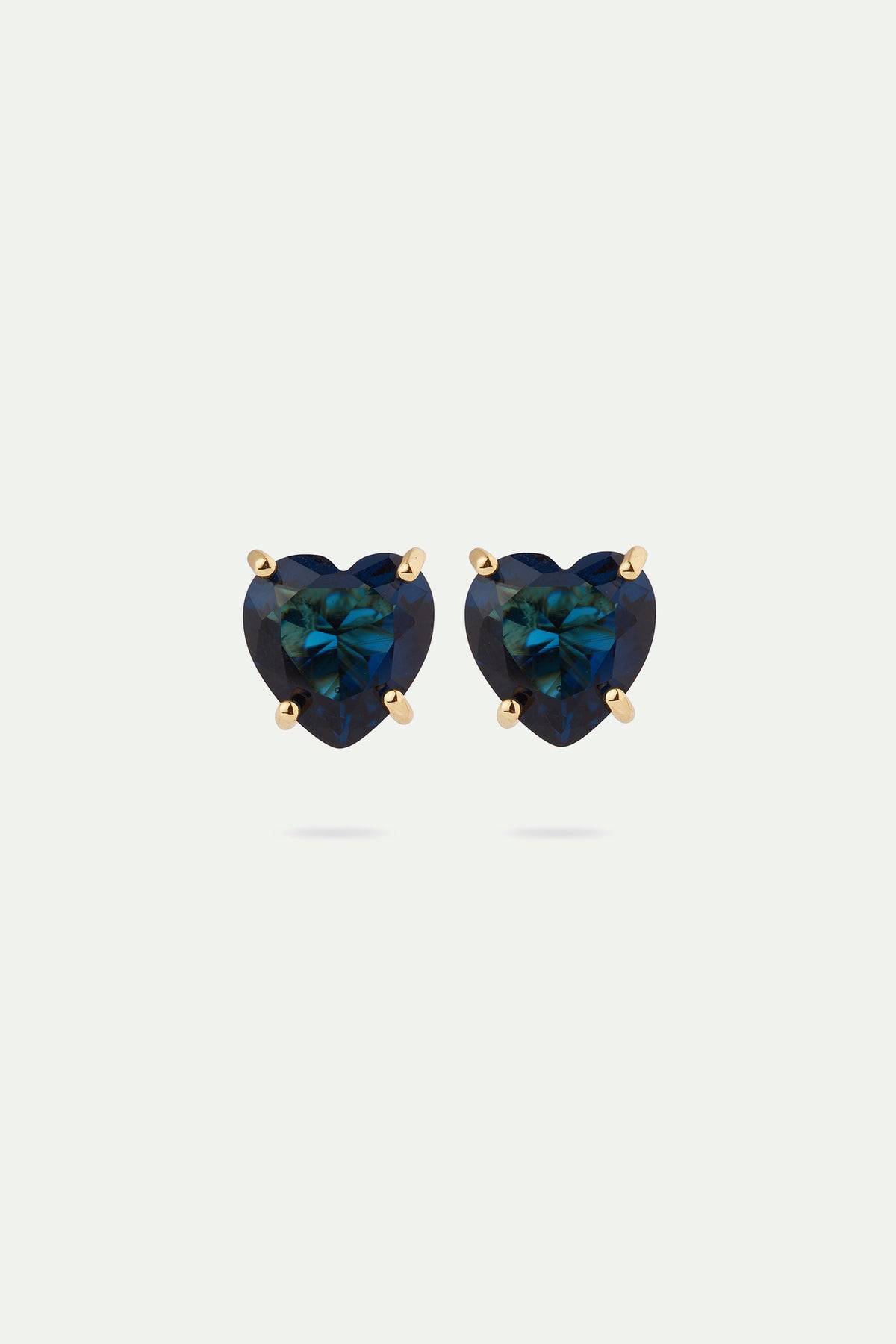 Ocean blue heart-shaped stone post earrings