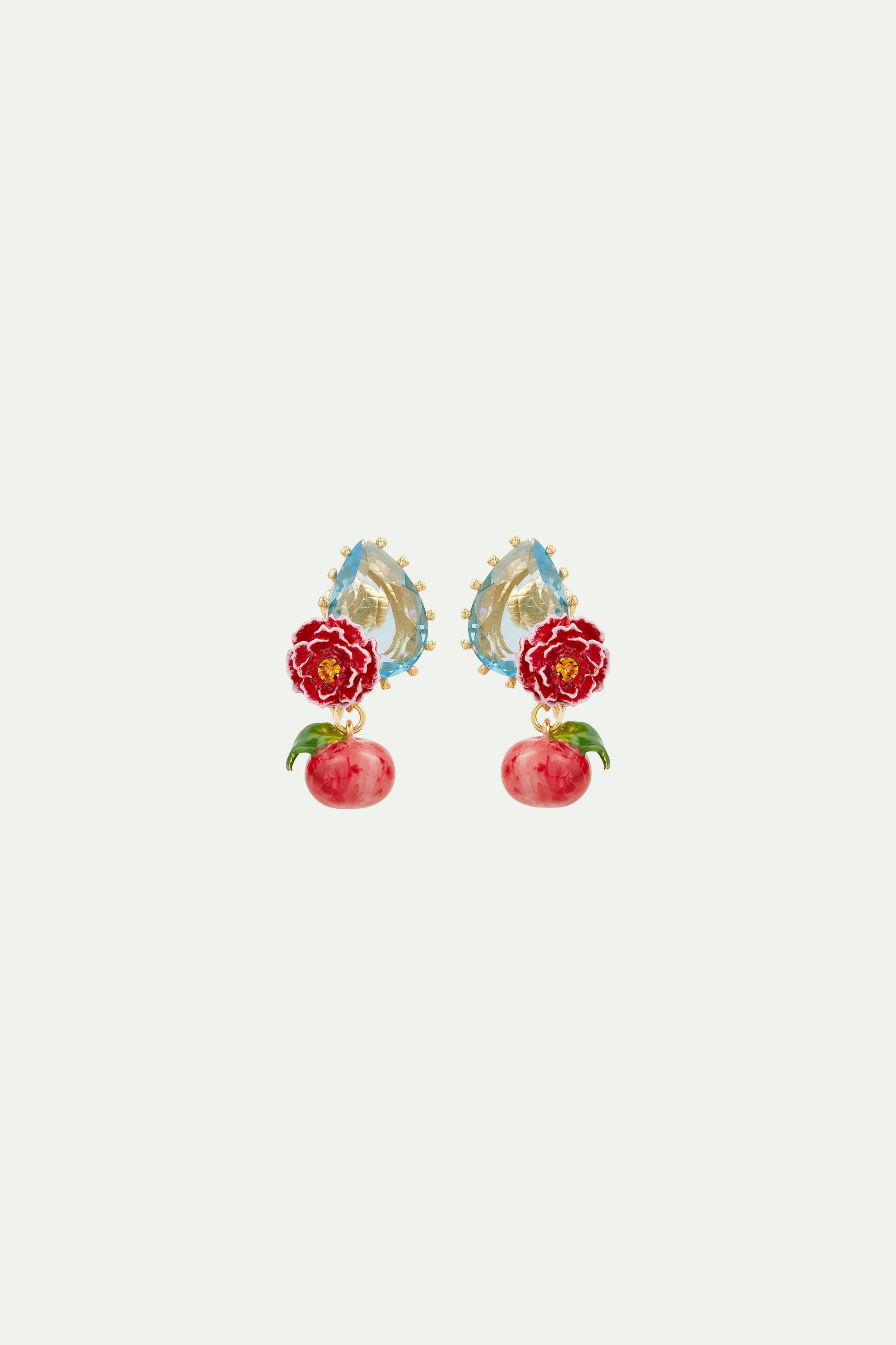 Peach and pear shaped blue stone post earrings