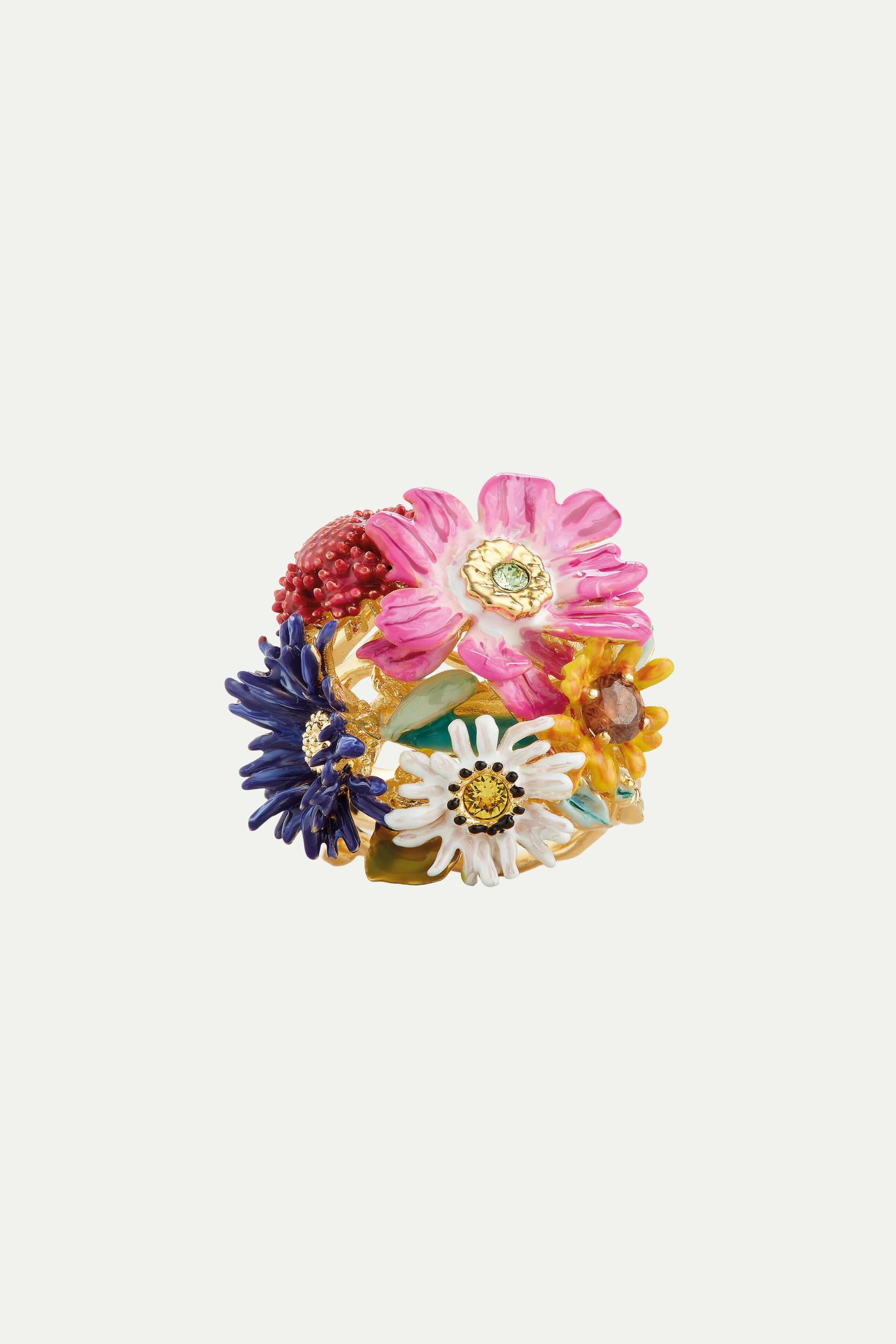 Wild flower bouquet cocktail ring