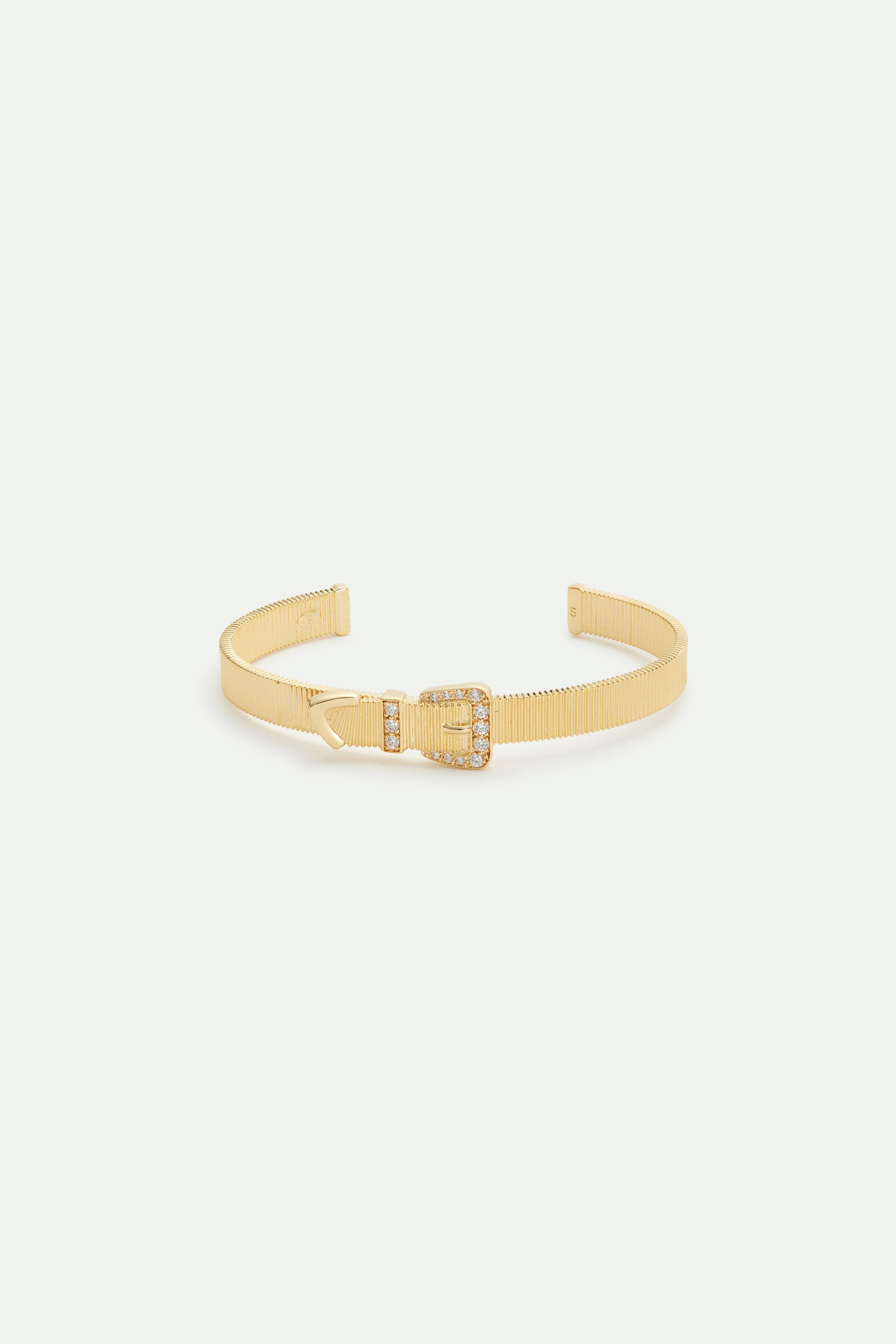 Gold-plated brass knotted belt cuff bracelet