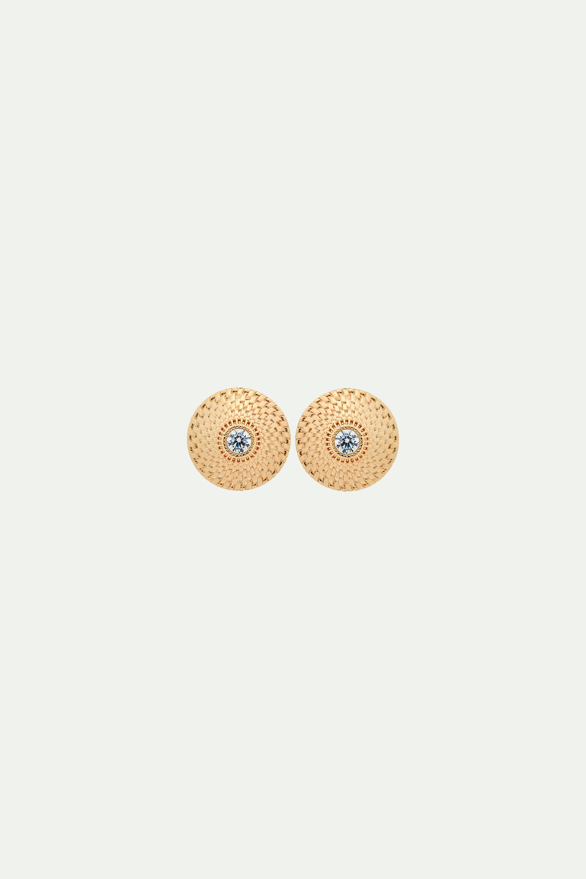 Wickerwork disc post earrings