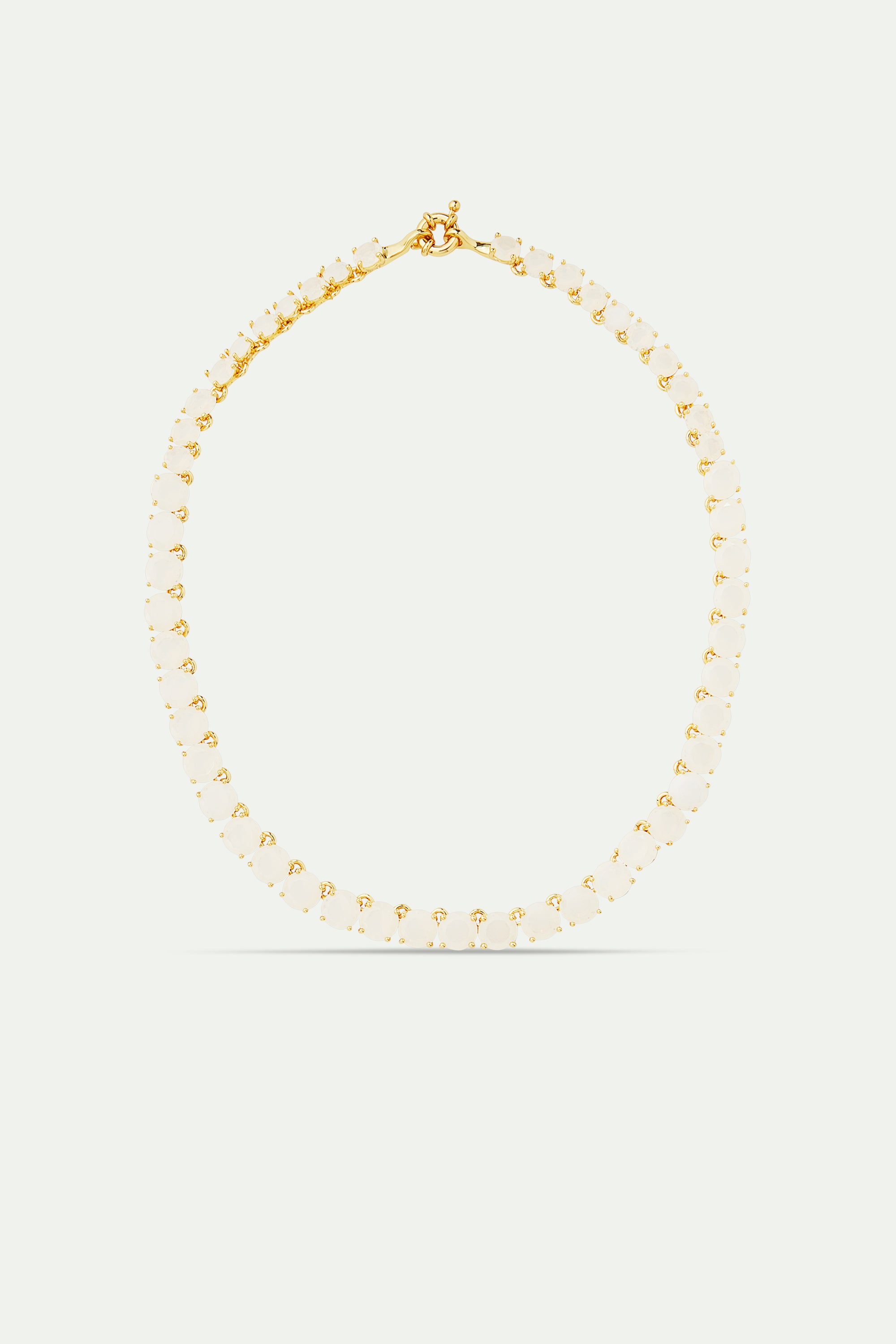 Opalescent white Diamantine round stone choker necklace